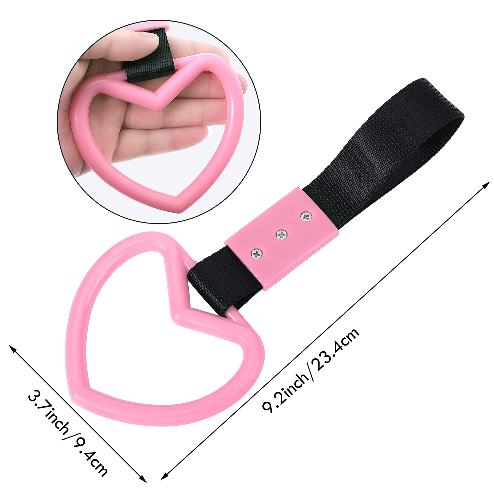 BBTO 2 Pieces Heart shaped Car Handle Straps Drift Charm Rear Bumper Warning Ring Decor Subway Bus Broken Heart Handle for Car I