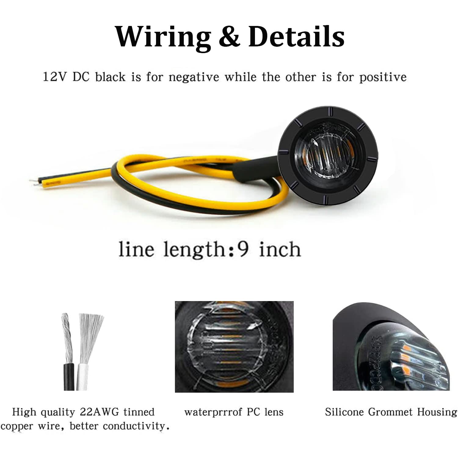 Fxc 10X 3/4'' Round Led Clearence Light Front Rear Side Marker Indicators Light For Truck Car Bus Trailer Van Caravan Boat, Tail