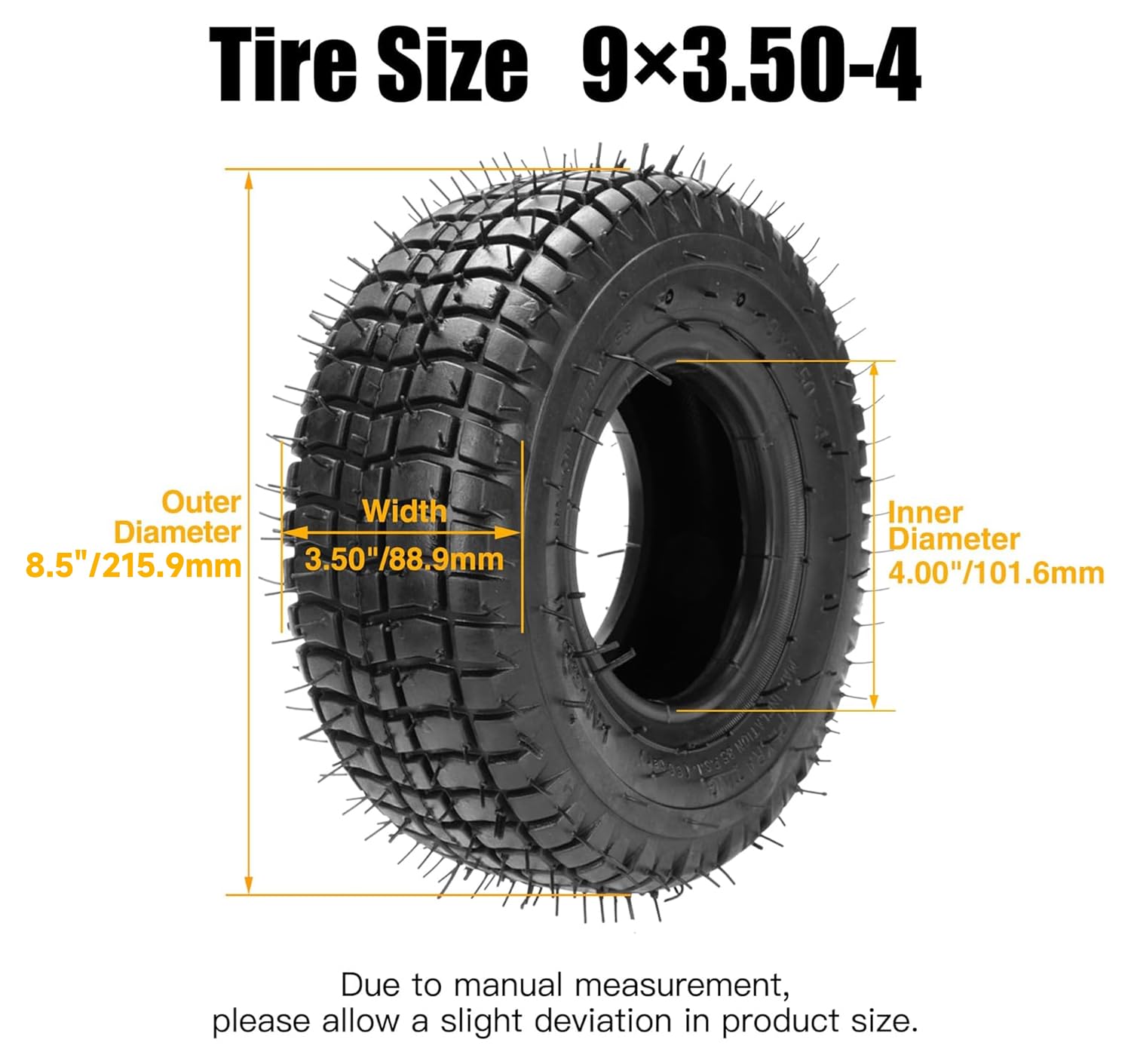 Fvrito 9X3.50-4 9X3-1/2 Tire And Inner Tube For Mini Atv Quad Go Kart Petrol Electric Gas Skateboard Scooter Mini Choppers Garde