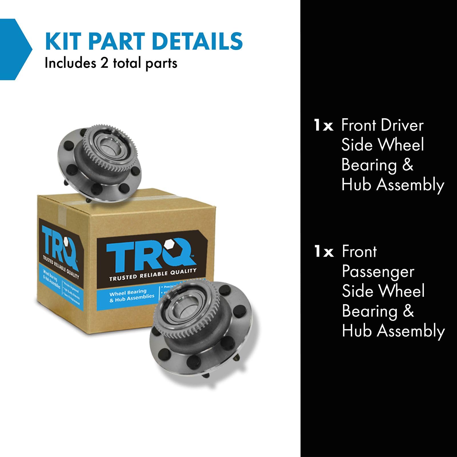 Trq Front Wheel Hub Bearings Assembly Set Compatible With 2000-2002 Dodge Ram 2500 1994-2002 Ram 3500