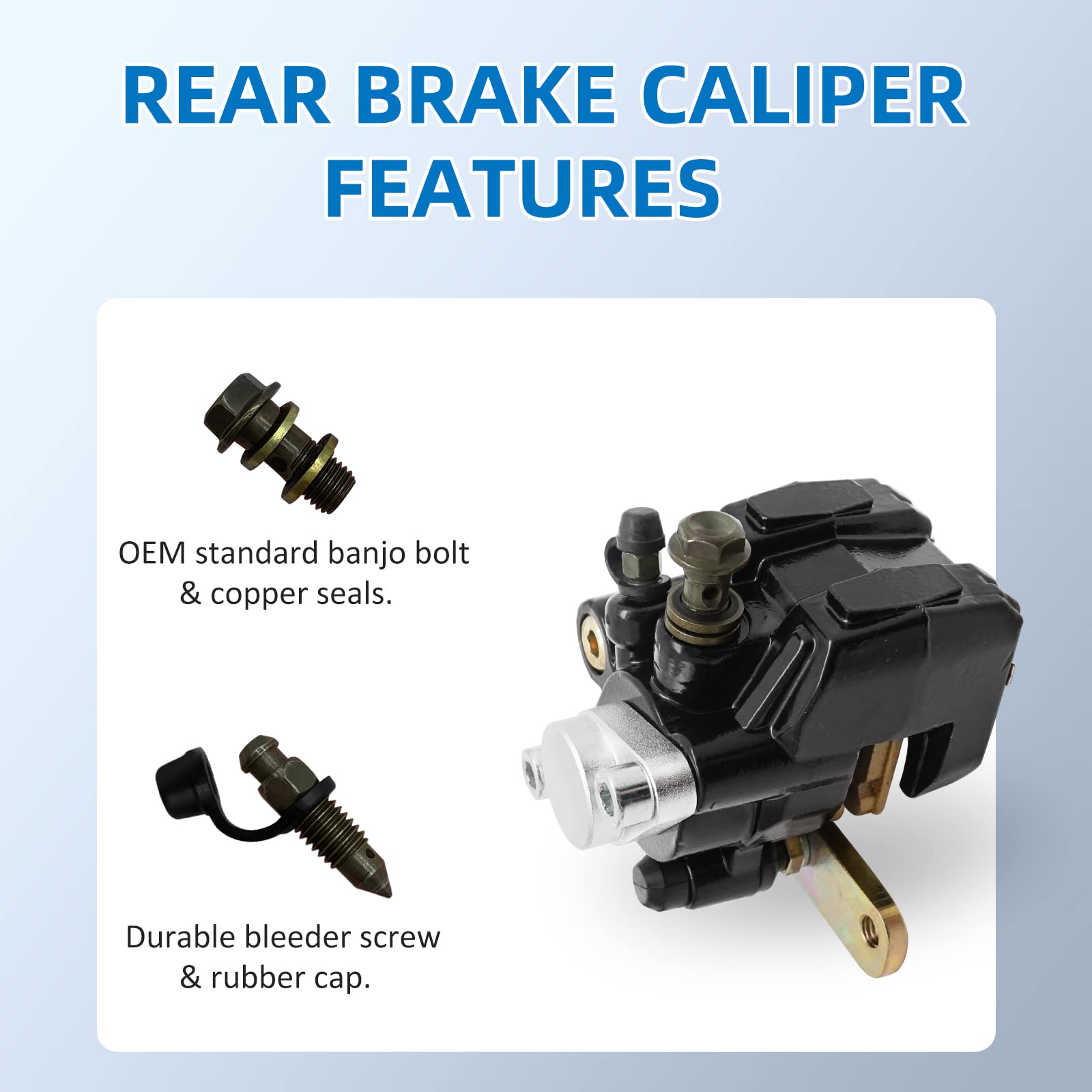 M Mati Rear Brake Caliper 1Uy-2580W-01-00 For Yamaha Banshee 350 Yfz350 Warrior 350 Yfm350X Wolverine 350 Yfm350Fx Raptor 660R Yfm660R Without Parking Brake