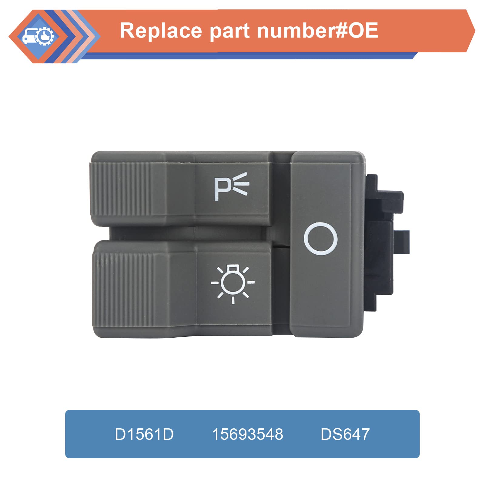 D1561D Headlamp Switch, Headlight Dome Light And Dimmer Switch Control Compatible With Gmc Chevy Vehicle 1990-1995 Yukon Blazer
