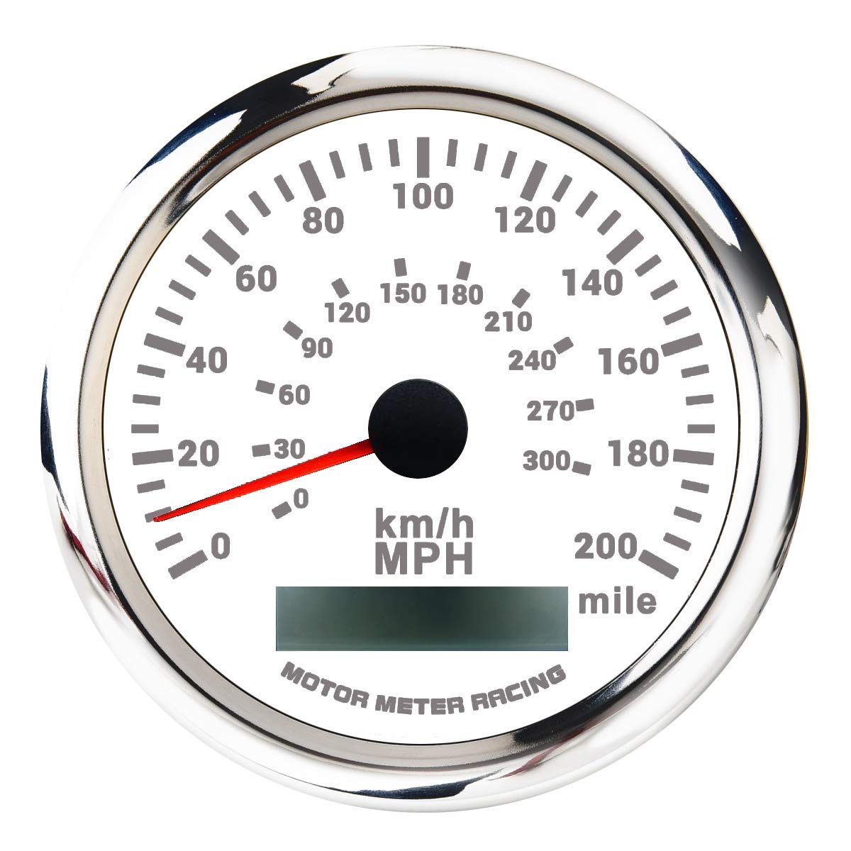 Motor Meter Racing W Pro 85Mm 3-3/8'' Gps Speedometer Digital Odometer 200 Mph/300 Kmh Waterproof White Dial Red Led For Car Tru