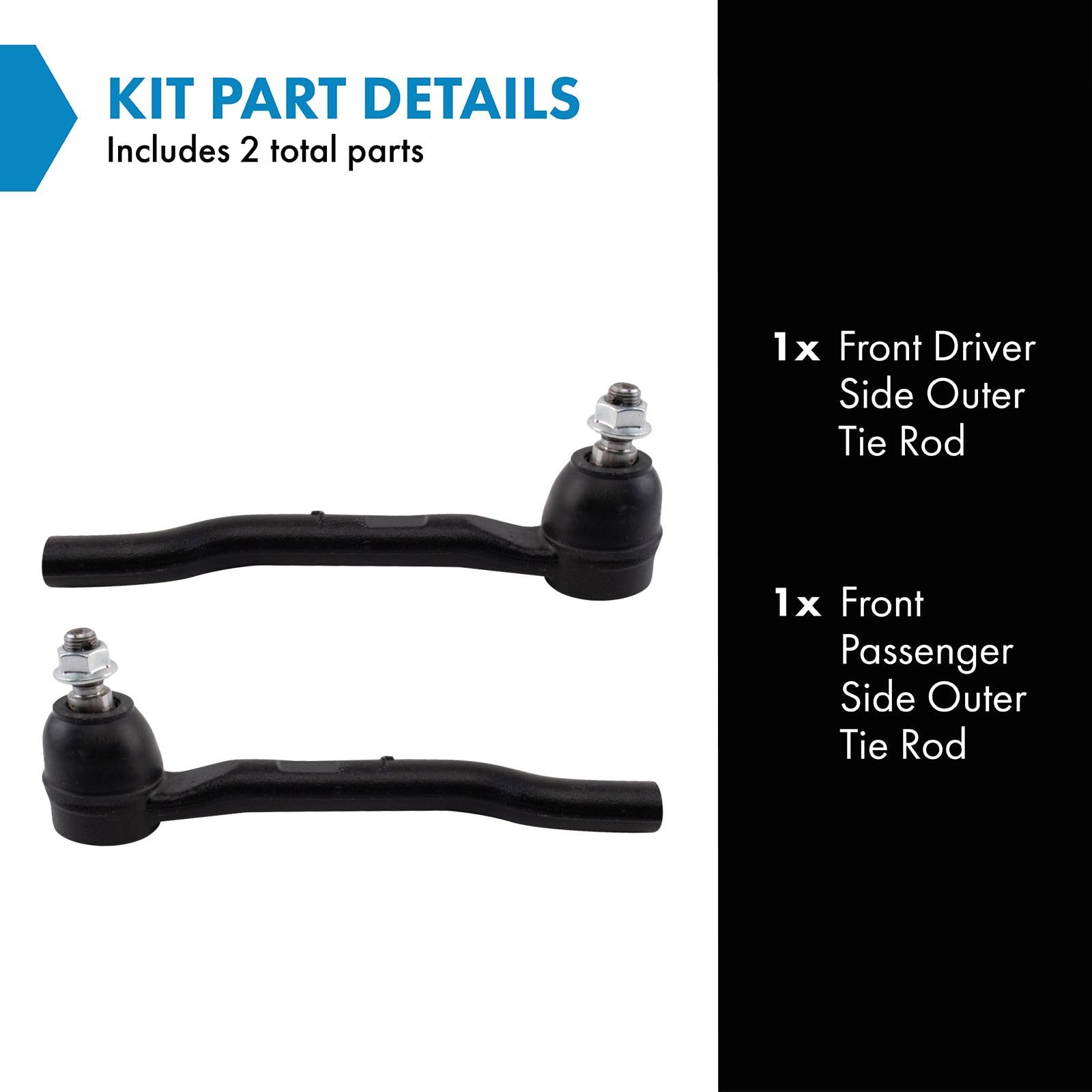 TRQ Front Outer Tie Rod Set Compatible with 2018-2022 Honda Odyssey