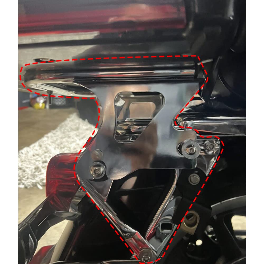 Ecotric Detachable Two Up Tour Pack Luggage Rack W/Docking Hardware Kit Compatible With 1997-2008 Harley Touring Road King Electra Glide Street Glide Road Glide Chrome Tour Pak Mounting