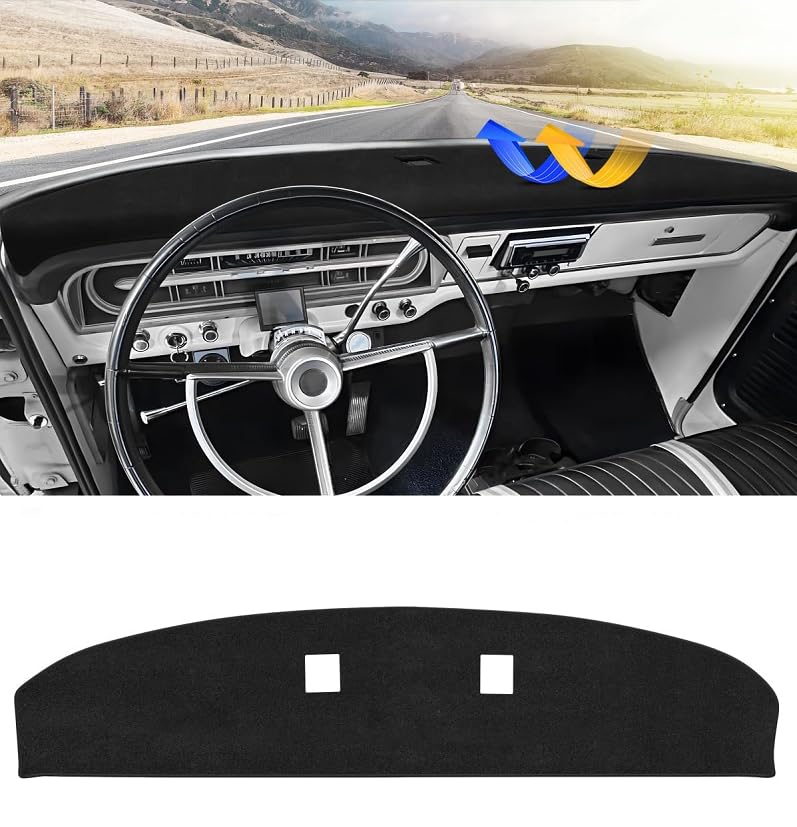 Cartist Dash Cover Compatible with Ford F100/ F250/ F350 Pickup Truck 1967-1972 Dashboard Cover Mat Non-Slip Carpet Sunshield Gl