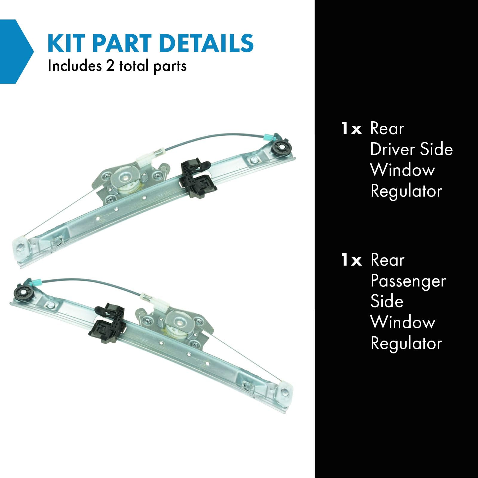 Trq Rear Power Window Regulator Set Compatible With 06-12 Bmw Bm1550111 Bm1551111