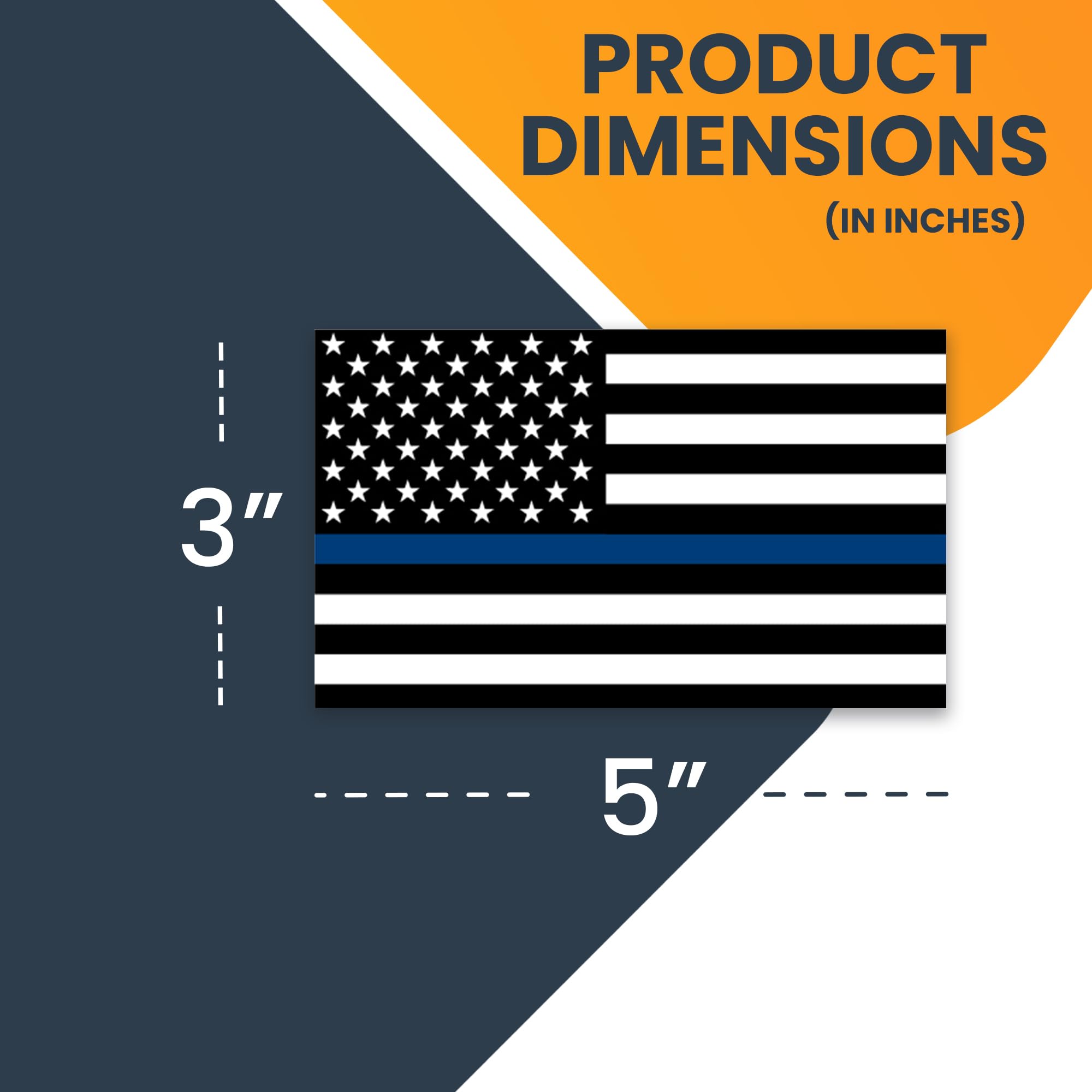 Magnet Me Up Thin Blue Line American Flag Magnet Decal, 3X5 Inches, 2 Pack, Black, White And Blue, Heavy Duty Automotive Magnet