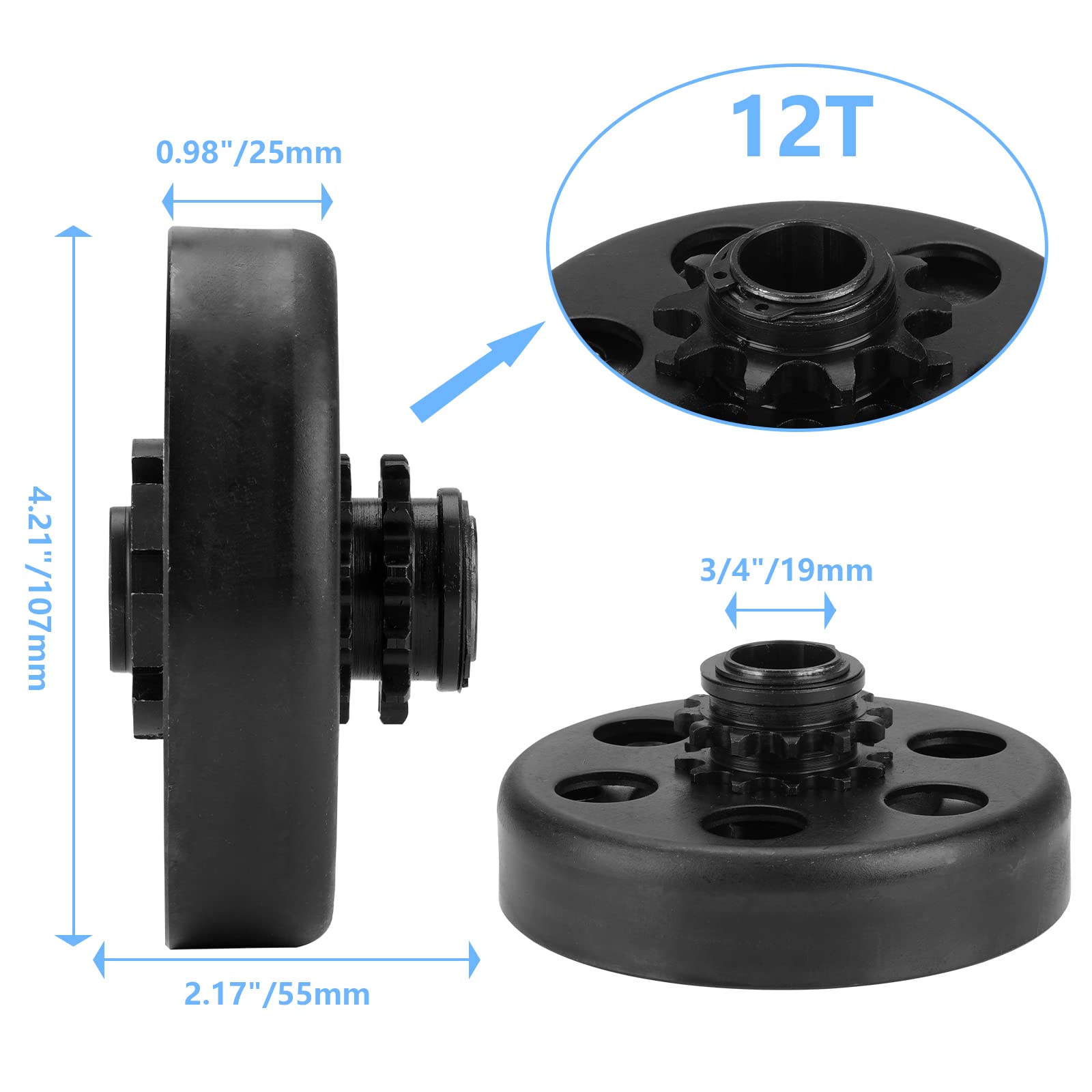 Centrifugal Clutch, Go Kart Clutch 3/4 Bore 12T With #35 Chain For Go Kart Minibike Honda Engines Gx160 Gx200 Gx140 Gx120 Gc160 Gc190, With 2Pcs Set Screws And 1Pc Connecting Link