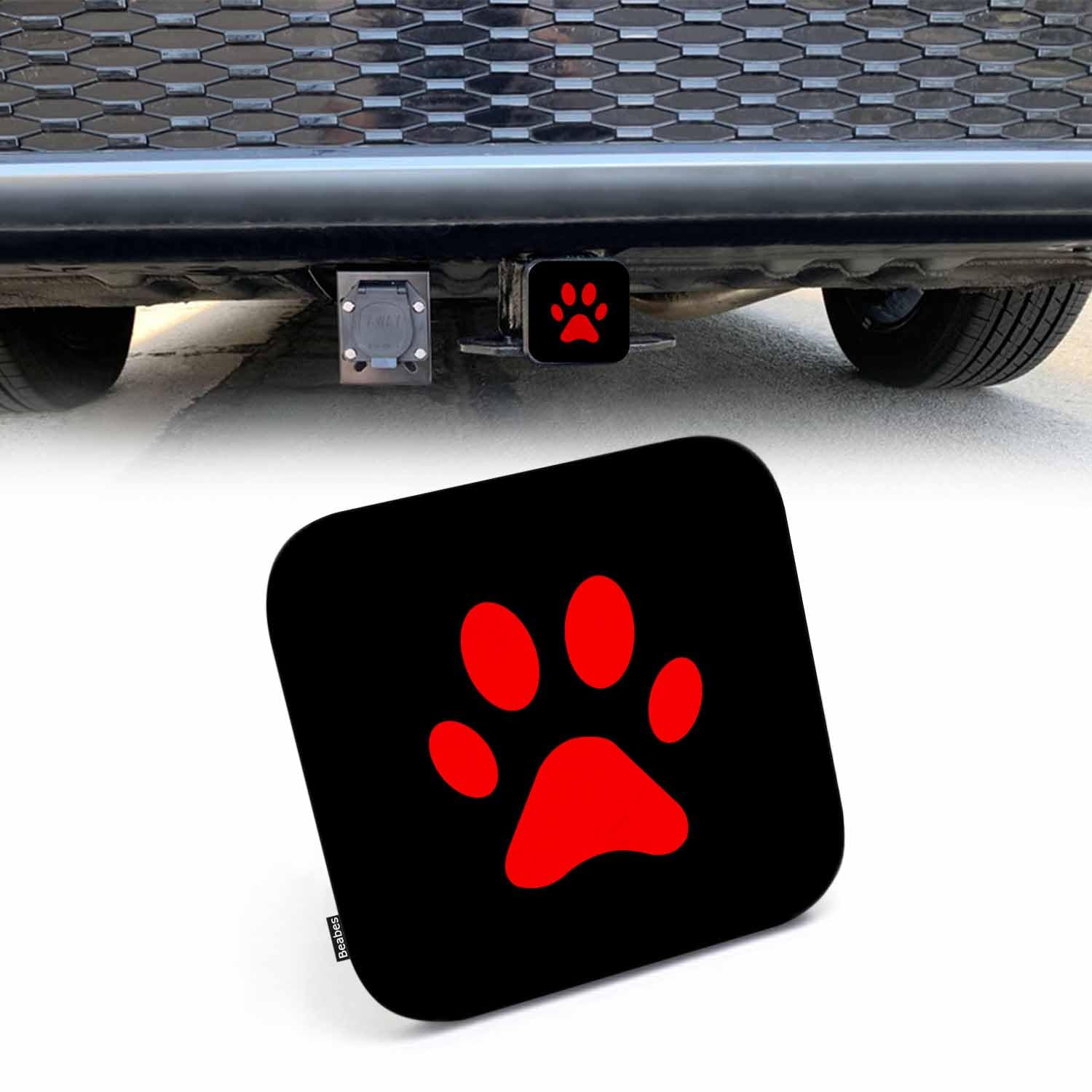 Beabes Trailer Hitch Receiver Covers Dog Paw Hitch Cover Protector, Cute Puppy Footprint Cat Dog Print 2 Inch Tow Rear Hitch Tub