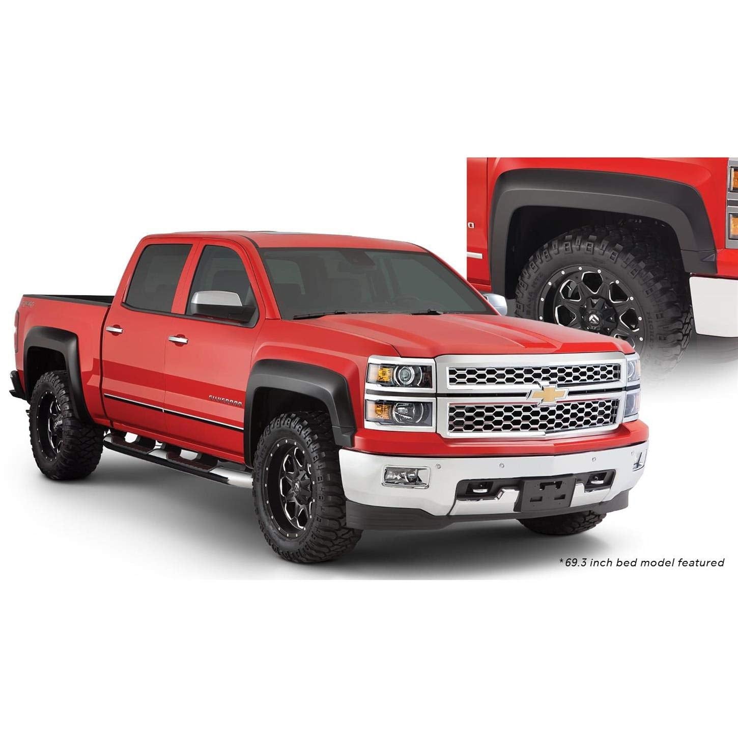 Bushwacker Extend-A-Fender Extended Front & Rear Fender Flares | 4-Piece Set, Black, Smooth Finish | 40964-02 | Fits 2014-2018 Chevrolet Silverado 1500; 2015-2019 2500 Hd/3500 Hd W/ 6.6' Or 8.2' Bed