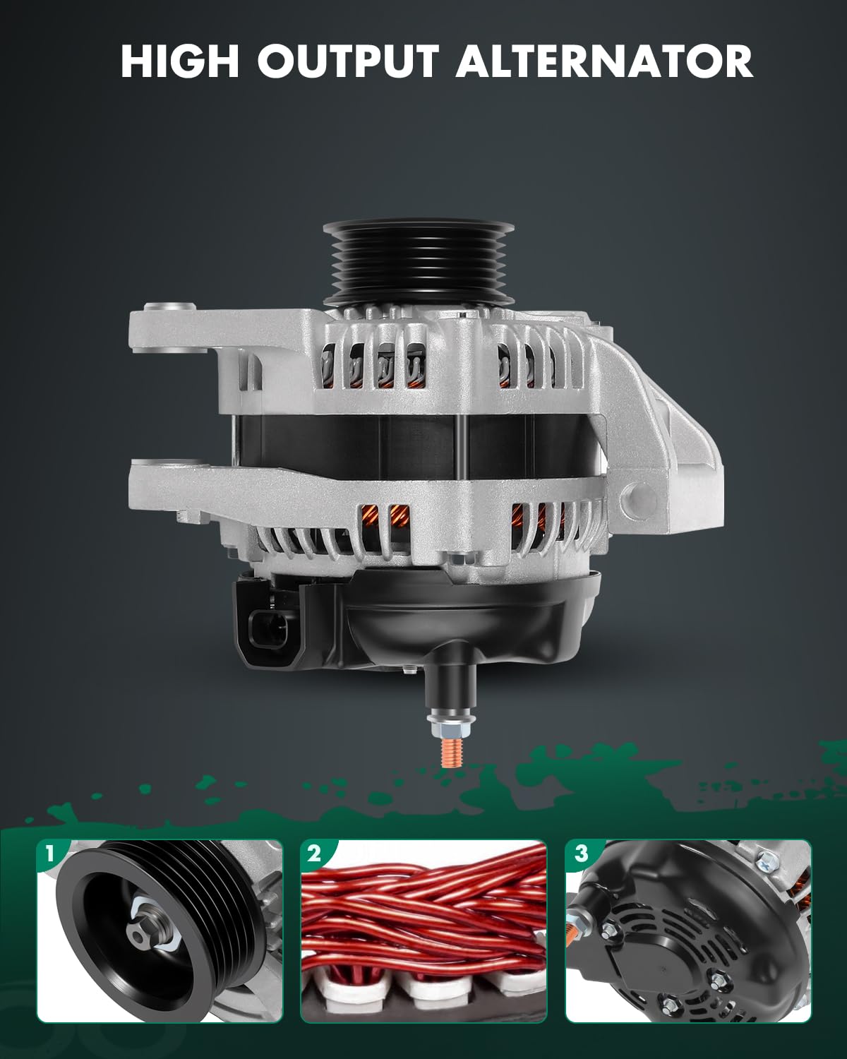 SCITOO Alternator Fit for Cadillac DTS V8 4.6L 06-11, for Buick Lucerne V8 4.6L 06-11 - 12V 150Amp CW 6-Groove Pulley, Replace O