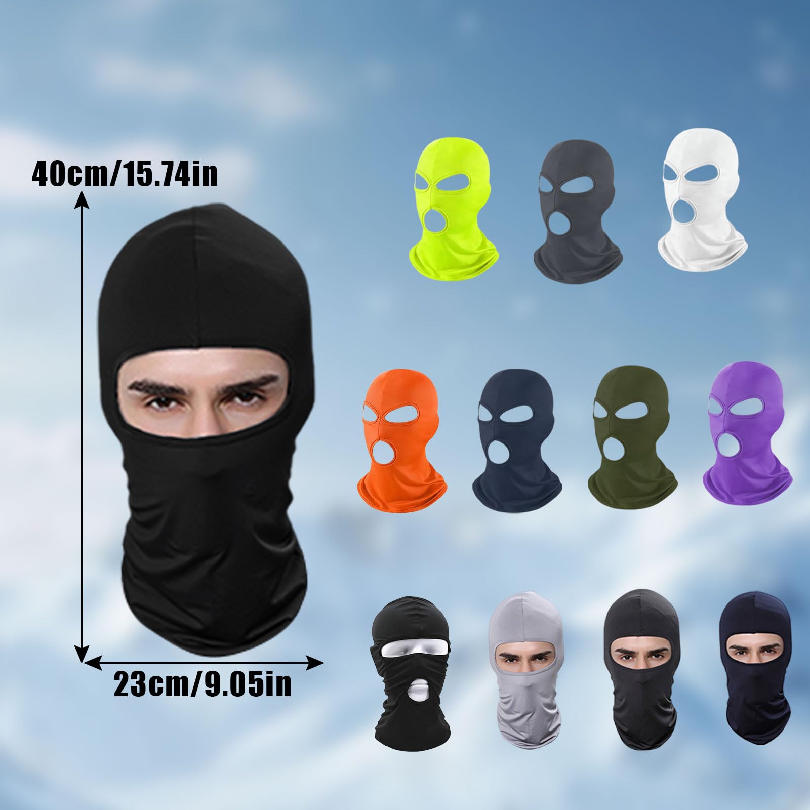 Balaclava Ski Mask, Thin Three Holes Full Face Mask for Motorcycle Bike Hunting Cycling Cap Ski (US, Alpha, One Size, 2 Holes Bl