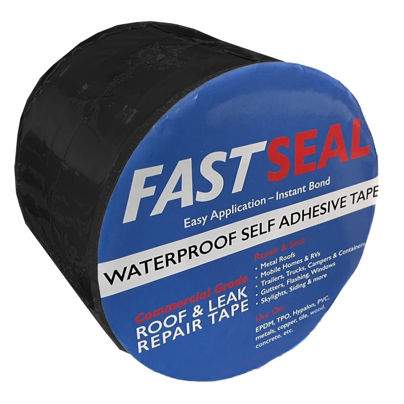 FastSeal RV Roof Tape, 6'' x 50' Black, RV Sealant Tape for Camper Roof Repair, Trailer Roof Sealant, Stop Camper Roof Leaks, UV