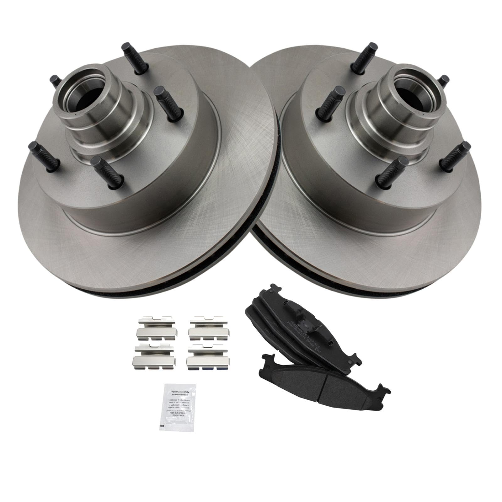 Trq Front Brake Pad & Rotor Kit Brake Pads Brake Rotor Semi-Metallic Compatible With 2003 Ford E-150 E-150 Club Wagon 1994-2002