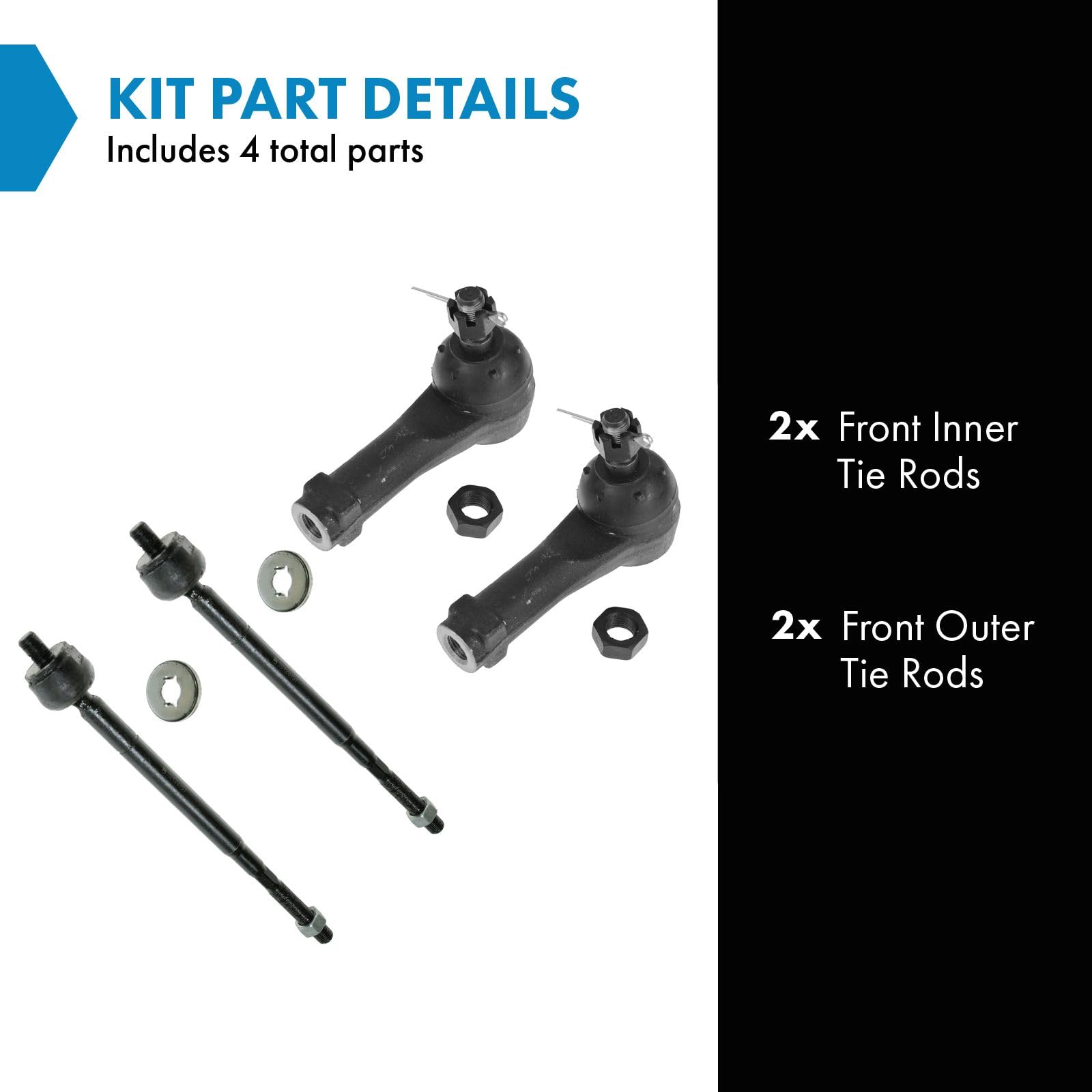 Trq Front Tie Rod Set Compatible With 1999-2001 Honda Odyssey