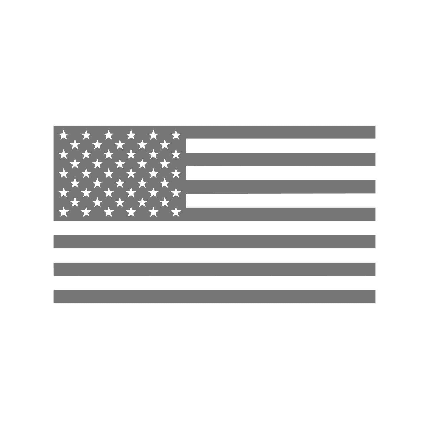 American Us Flag [Pick Color/Size] Vinyl Decal Sticker For Laptop/Car/Truck/Window/Bumper (5In X 2.8In, Matte Gray)