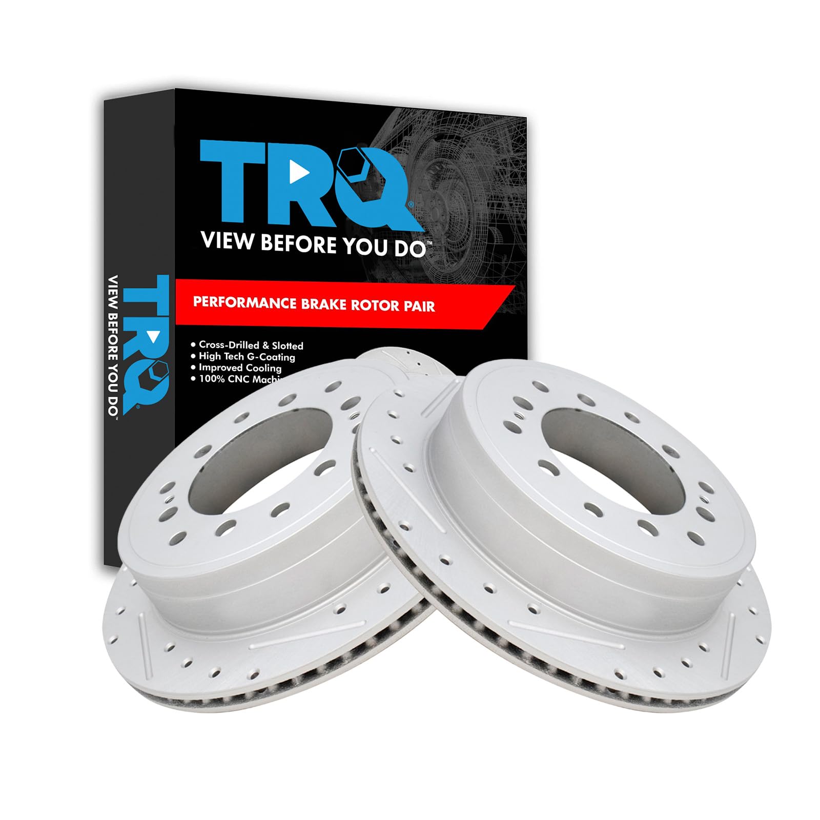Trq Rear Performance Brake Rotors Set Premium G-Coated Compatible With 2010-2022 Lexus Gx460 Toyota 4Runner 2010-2014 Fj Cruiser