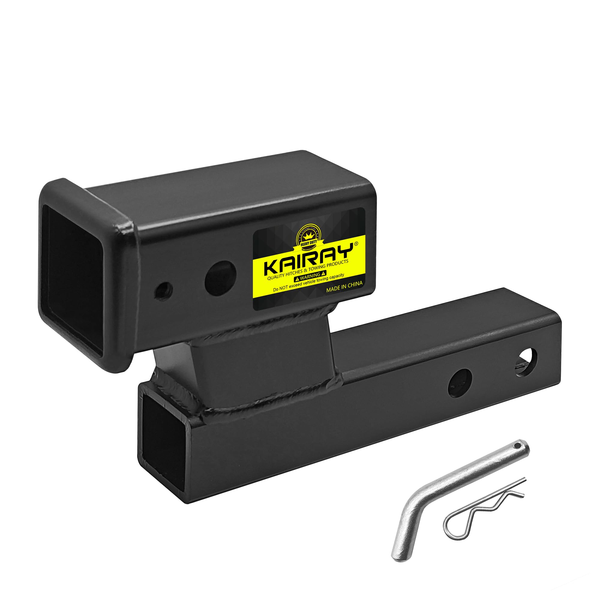 Kairay Trailer Receiver Hitch Riser Extender Adapter 4'' Drop/Riser, 8'' And 10'' Extension Length, 2'' Shank, 7500Lbs Towing Ca