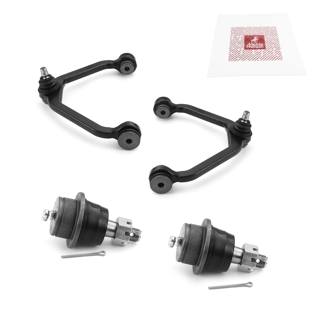 Metrix Premium Chassis Parts - 4 Pc Front L/R Upper Control Arm & Front Lower L/R Ball Joint Kit Fits 10-11 Ford Ranger, 01-03 E