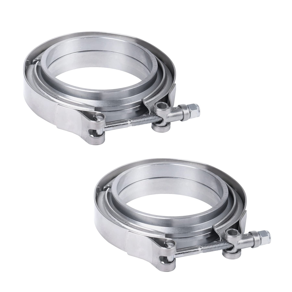 3.5'' V Band Clamp with Flange 2PCS Stainless Steel Male Female Replacement For Turbo Exhaust Downpipes 3.5 Inch V-Band Clamp