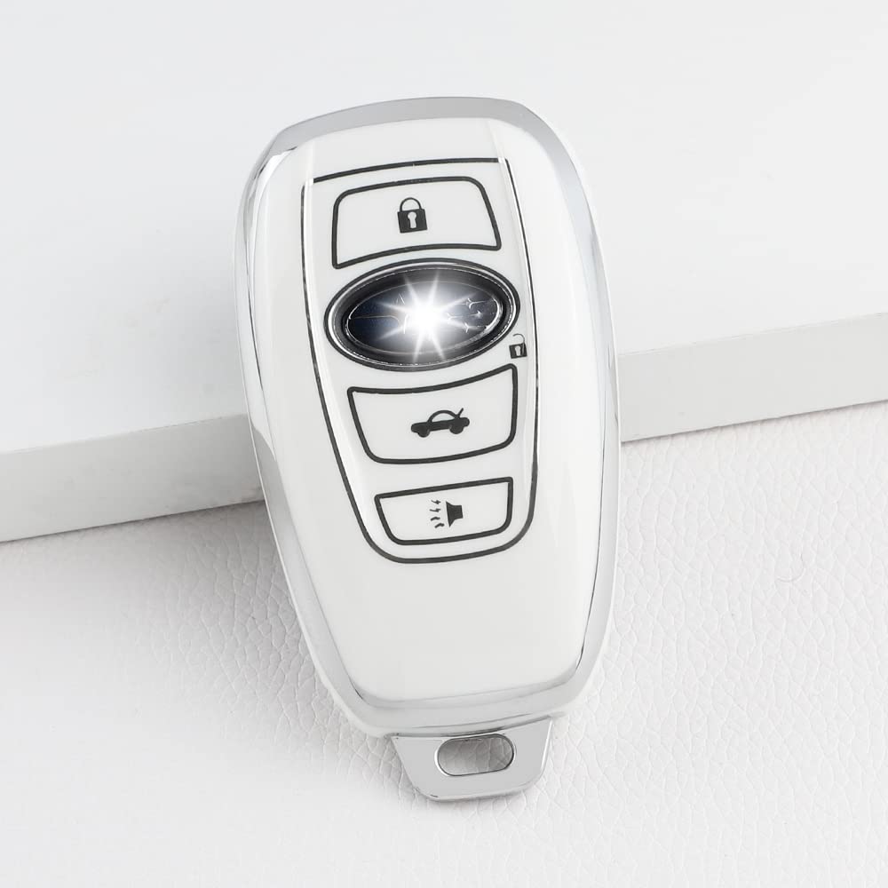 For Subaru Key Fob Cover Accessories Outback Crosstrek Forester Wrx Impreza Brz Legacy Ascent Car Remote Case Shell Protector 4 Button White Silver Tpu