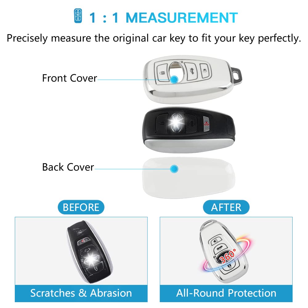 For Subaru Key Fob Cover Accessories Outback Crosstrek Forester Wrx Impreza Brz Legacy Ascent Car Remote Case Shell Protector 4 Button White Silver Tpu