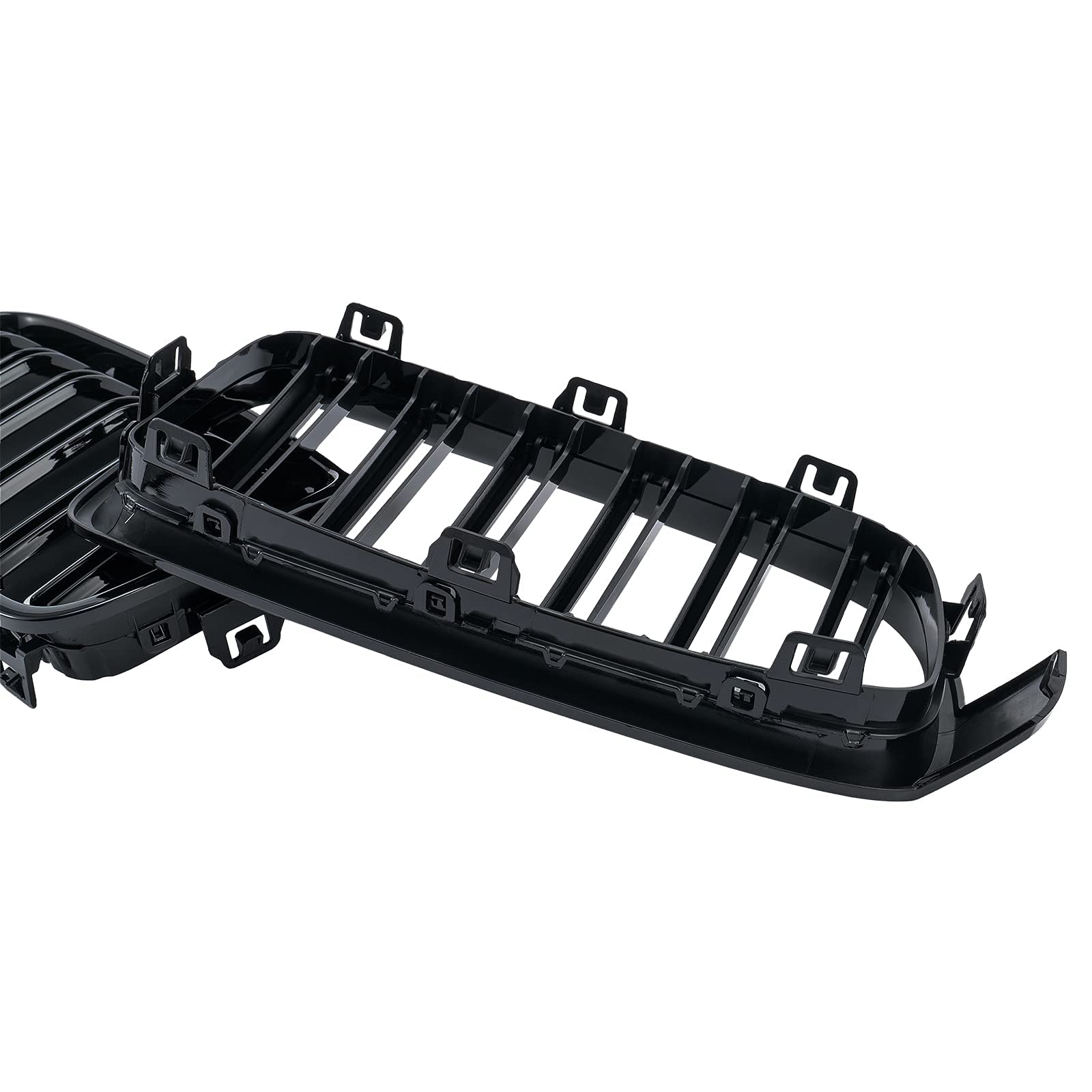 DEKEWEI F30 Grill for 2012-2018 BMW 3 Series, Gloss Black Double Slats Front Kidney Grille, 2pcs, Stylish Upgrade