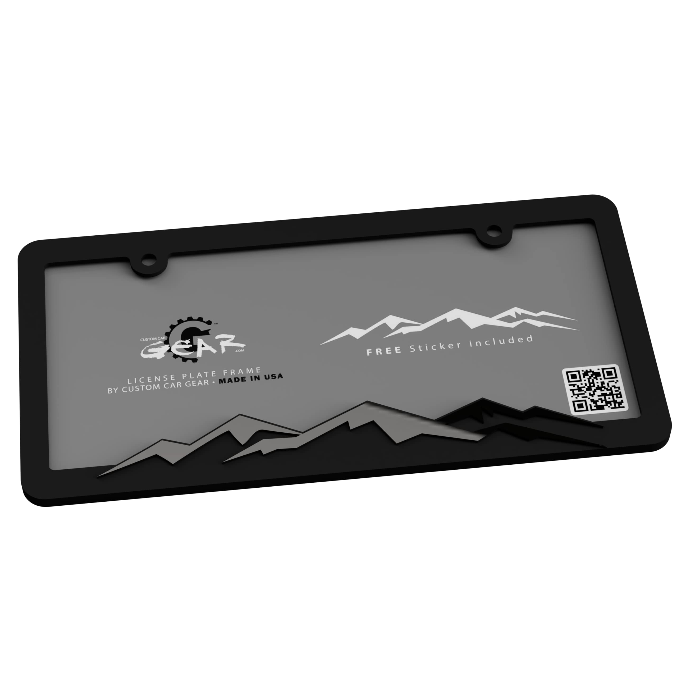 Custom Car Gear Mountain Frame License Plate Bracket - Chrome on Black, Durable Plastic, Stylish Car Accessory