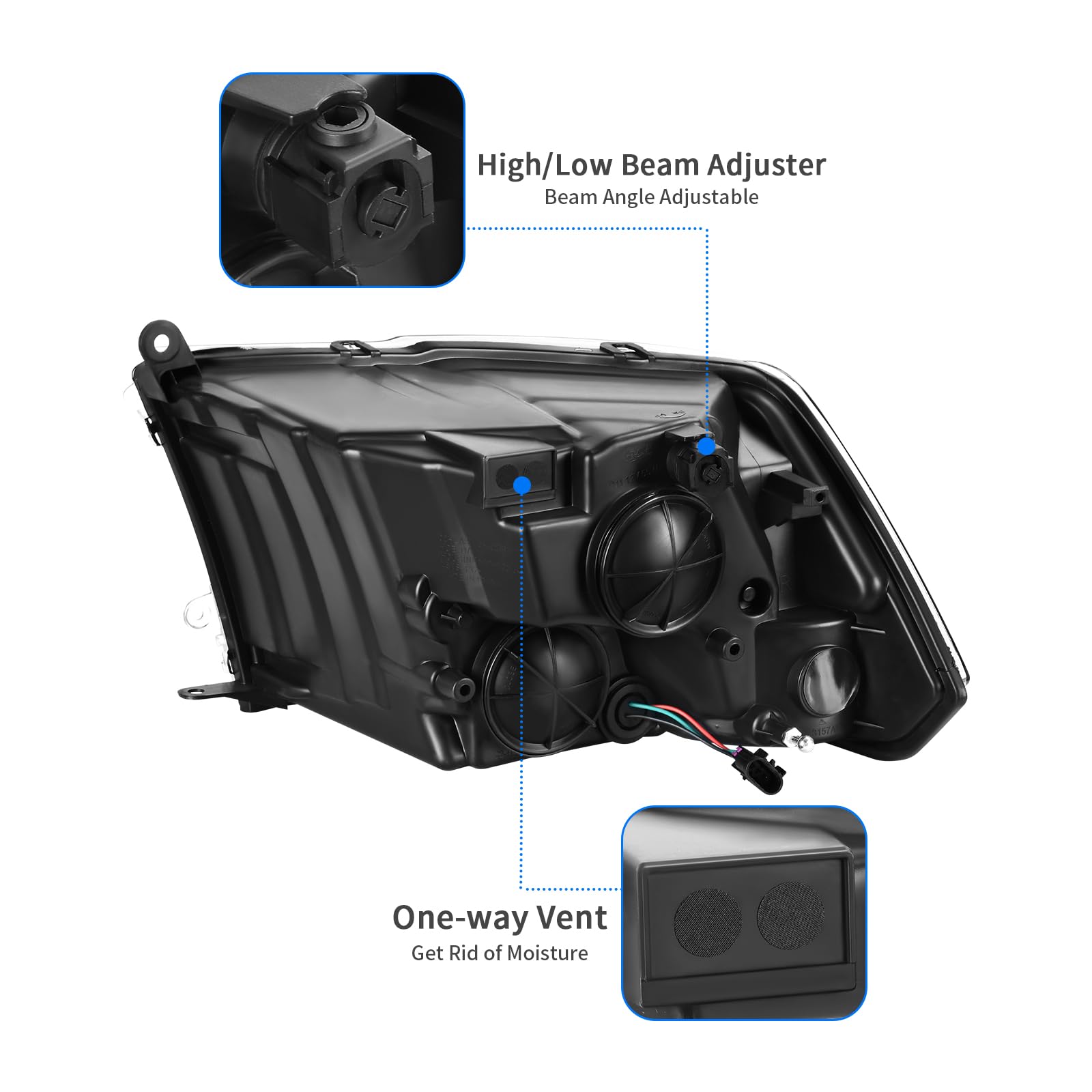 Dwvo Headlight Assembly Compatible With 2009-2018 Dodge Ram 1500 2500 3500/2019-2022 Ram 1500 Classic Pickup Headlamp Replacemen