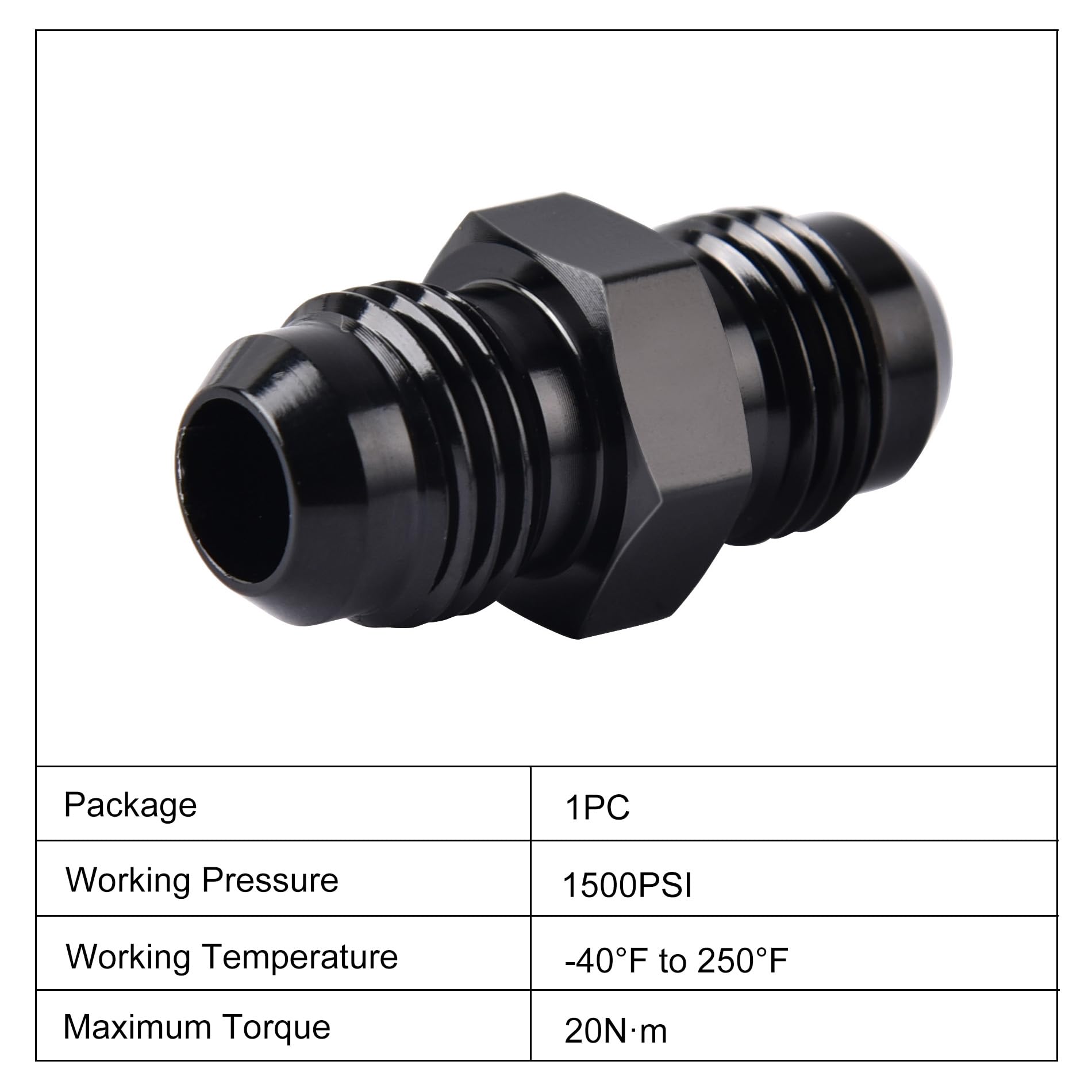 EVIL ENERGY 6AN to 6AN Male Flare Coupler Union Straight Fuel Hose Adapter Fitting Black