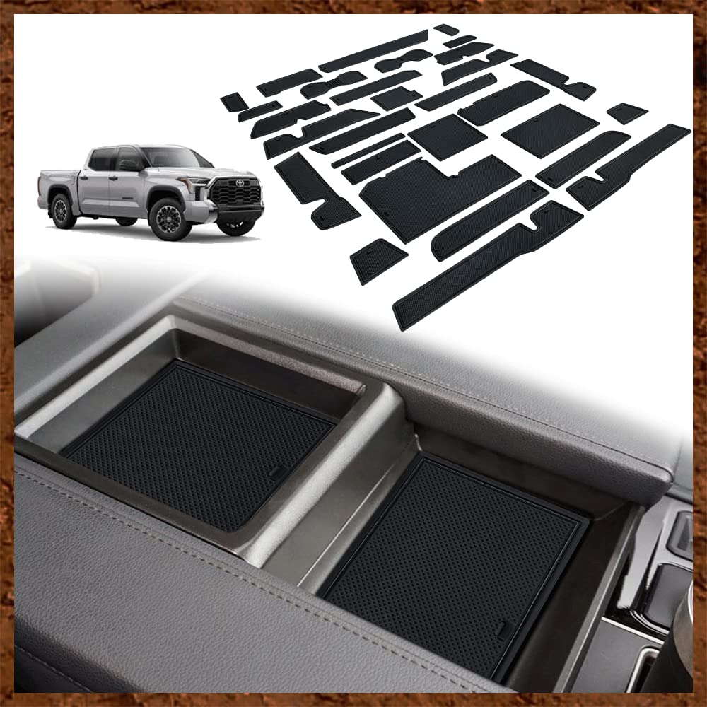 Muslogy Fits Tundra Accessories 2022 2023 2024 Premium Custom Interior Non-Slip Anti Dust Cup Holder Inserts 30 Pcs Set Center C
