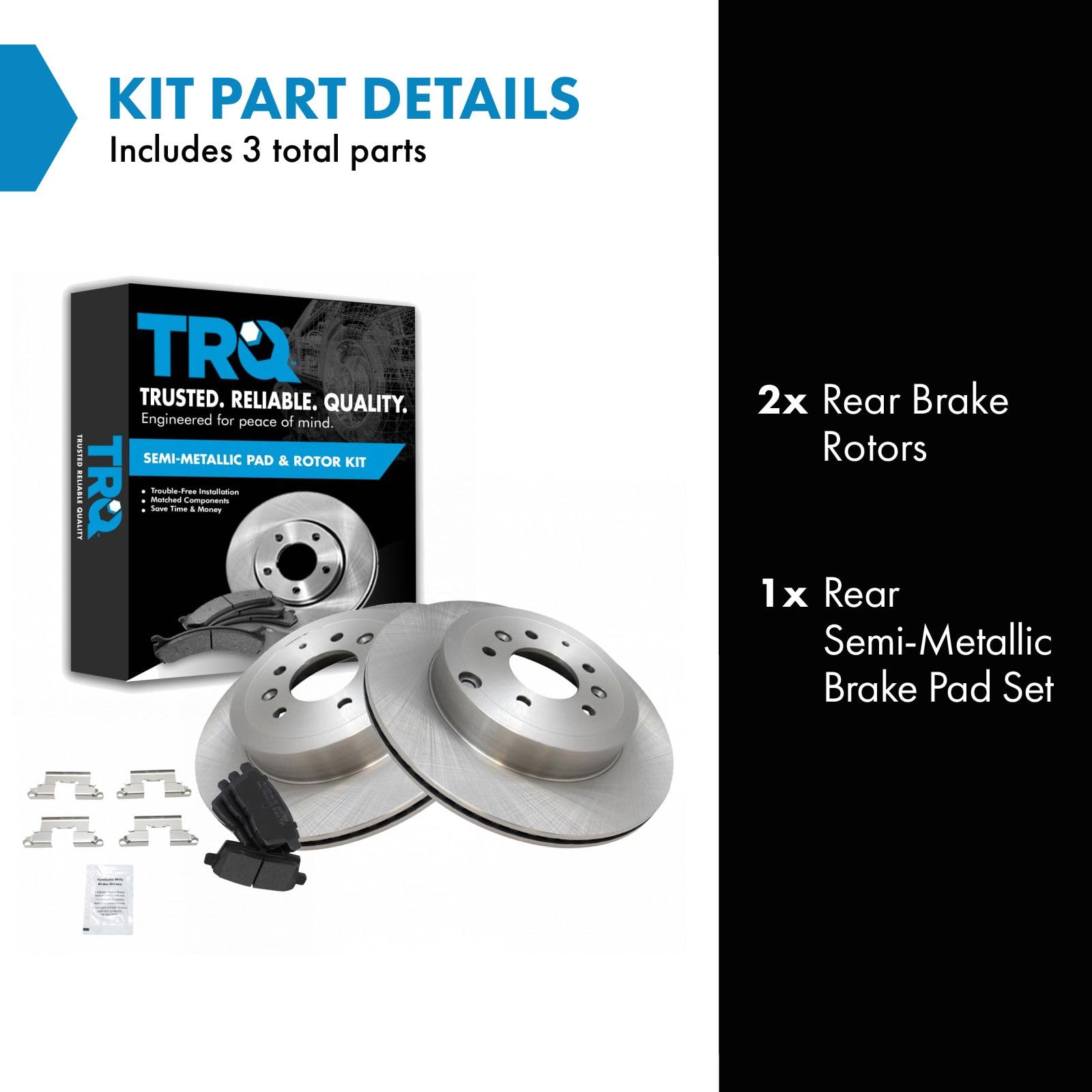 Trq Rear Brake Pad & Rotor Kit Brake Pads Brake Rotor Semi-Metallic Compatible With 2007-2015 Mazda Cx-9