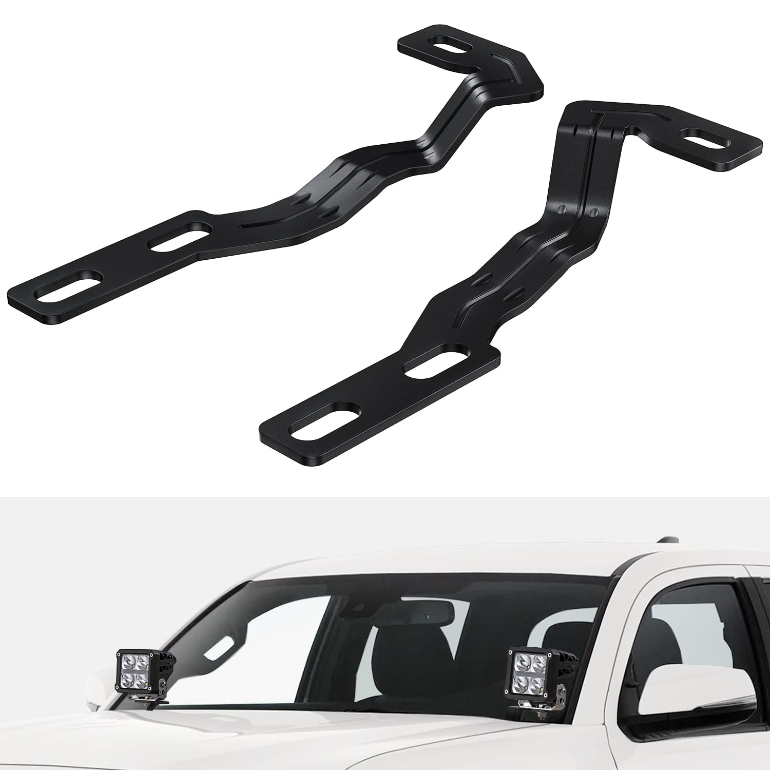 Nilight Ditch Light Brackets Hood Mount Brackets For Auxiliary Offroad Led Pod Light Work Light On 2Nd Gen Toyota Tacoma 2005-20