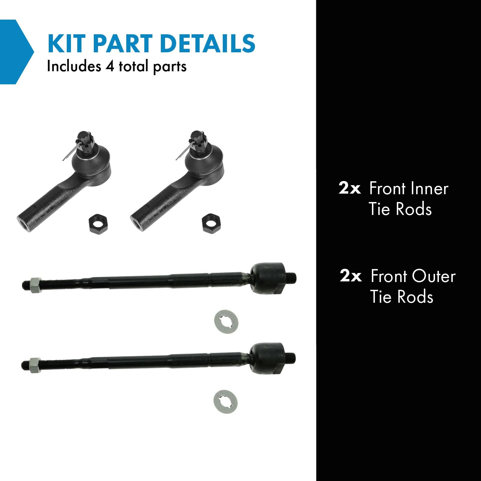 Trq Front Tie Rod Set Compatible With 1998-2001 Nissan Altima