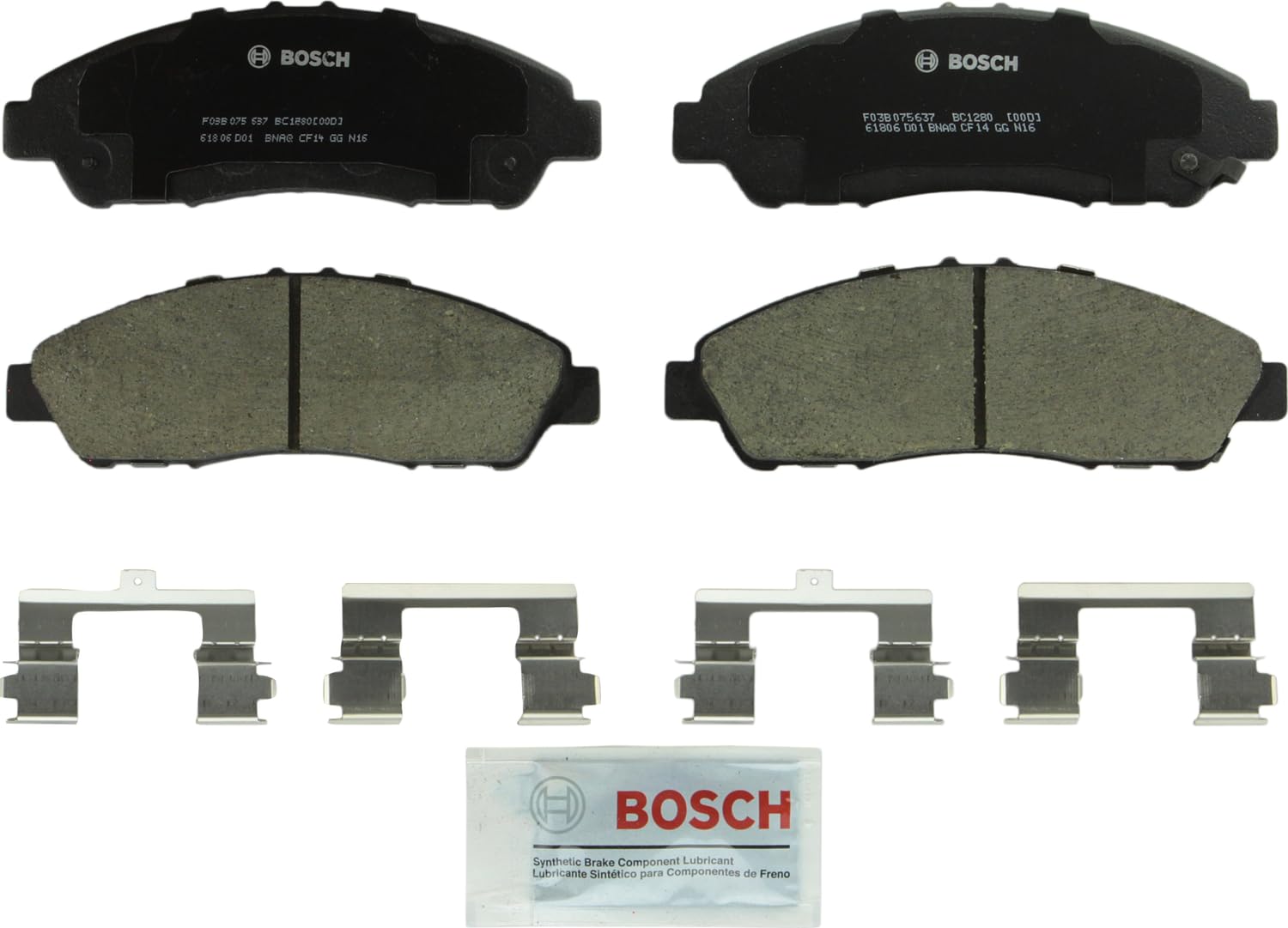 Bosch Bc1280 Quietcast Premium Ceramic Disc Brake Pad Set - Compatible With Select Acura Mdx, Zdx; Honda Pilot; Front