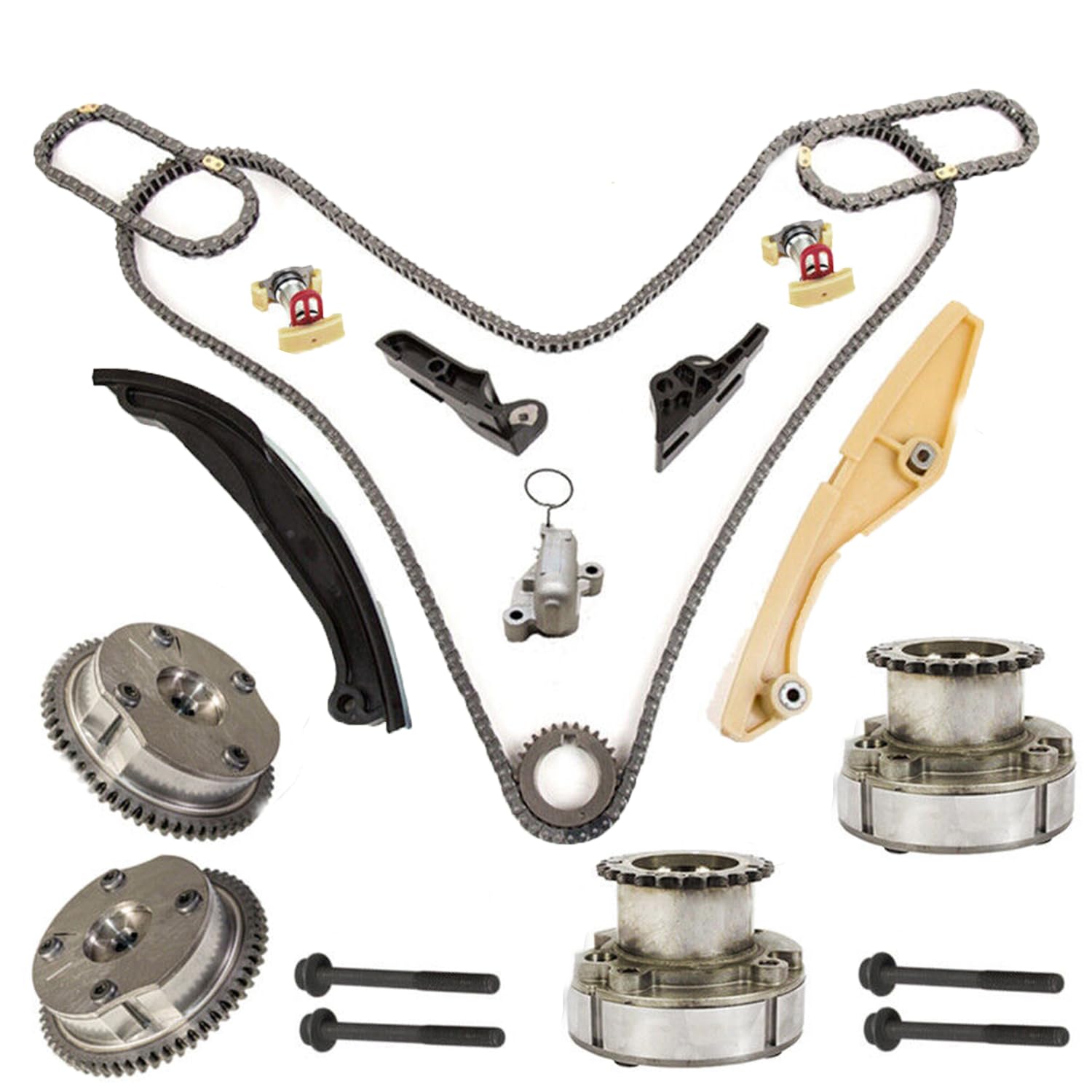 Zumuraauto Engine Timing Chain Kit Suitable For Lincoln Taurus Transit Explorer F150 Cam Phaser Vvt Set Oe At4Z6L266B, At4Z6K297B, At4Z6K254A, At4Z6B274A, At4Z6K297A, At4E6K297, At4Z6K255A Timing Part