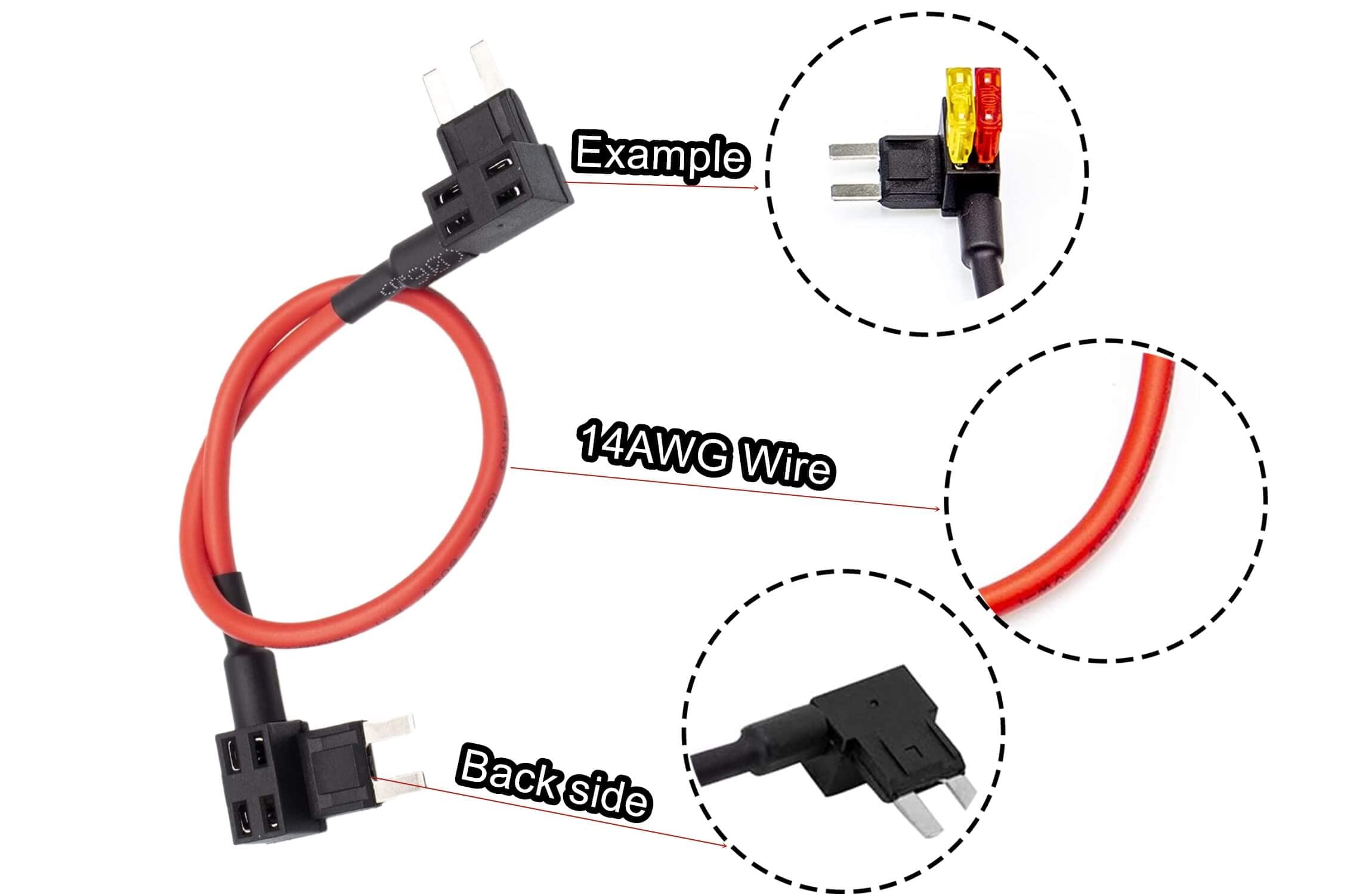 Tipm Bypass Cable, Fuse Holder Fuse Adapter,Repair Fuel Pump Relay Bypass Cable Compatible With Dodge Ram 1500 2500 3500 Jeep Chrysler Vw 2007-2016, 14Awg Wire/20Amps Replace Cbwpr091Aa