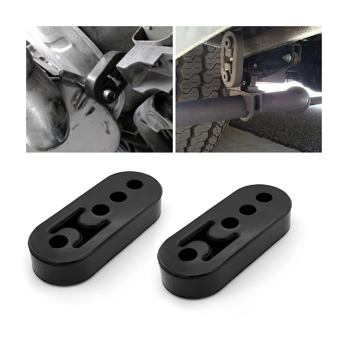 Exhaust Rubber Hanger, 2PCS Insulator Bushing Mount with 4 Holes, Adjustable Muffler Shock Absorber Bracket, Automotive Accessor