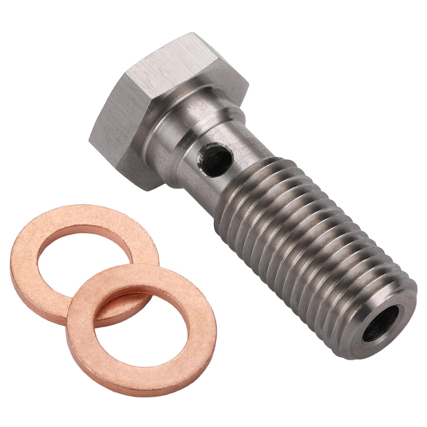 Podavelle 4An 7/16 X 20 Unf Stainless Steel Single Banjo Bolt Brake Fitting Adapter 32Mm Long With Copper Washers