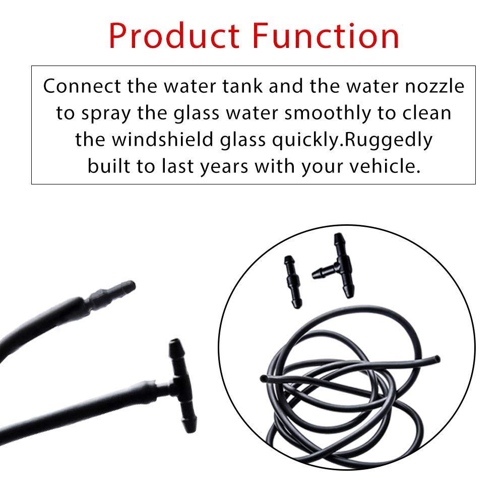 Otuayauto Windshield Washer Hose Kit, Universal Washer Fluid Hose With Hose Connector (3 Meters Length)