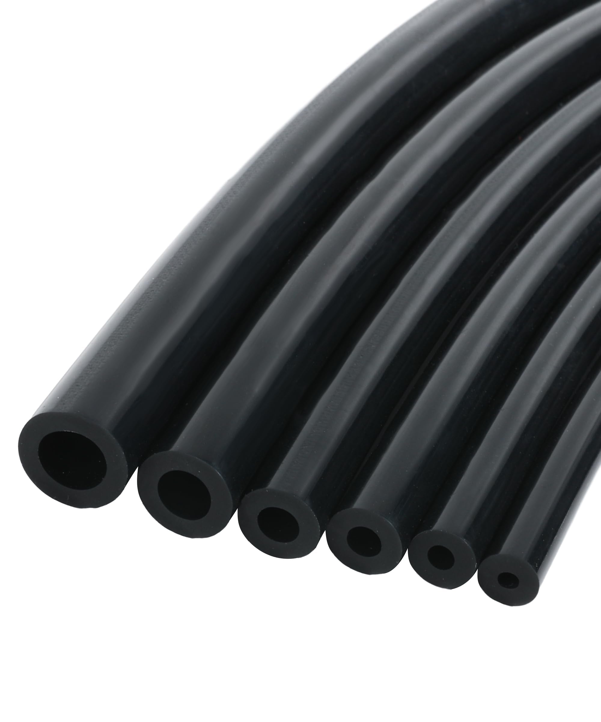 Racoona 6Pcs Vacuum Silicone Tubing Hose,5Ft Vacuum Tubing Hose,1/8' 5/32' 3/16' 1/4' 5/16' 3/8' Automotive Silicone Vacuum Hose Kit,Car Accessories Vacuum Tubing Hose Line (Black)