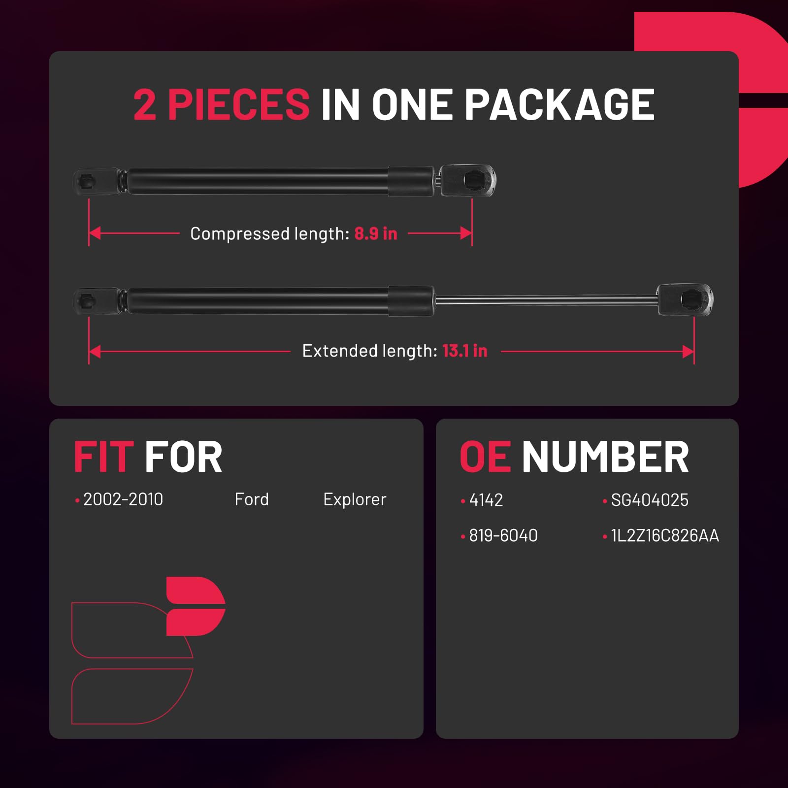 Bdfhyk Front Hood Lift Supports Gas Springs Shocks Struts 4142 Compatible With Explorer 2002-2010 Rust Resistant Gas Struts Hood