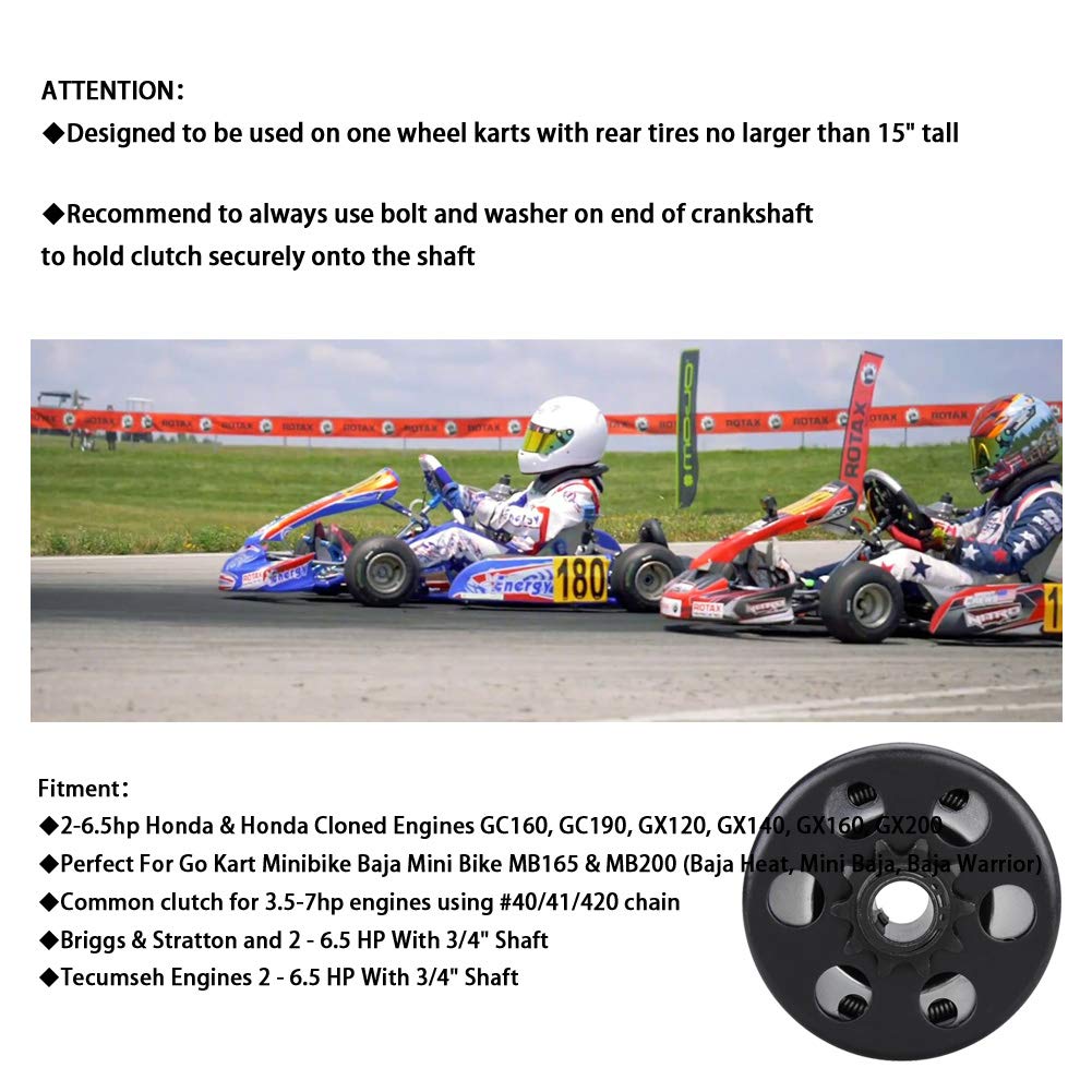 Centrifugal Clutch 3/4 Bore 10T For #40/41/420 Chain Compatible For Go Kart Minibike Lawnmower Fun Kart Engine 3/4 Bar