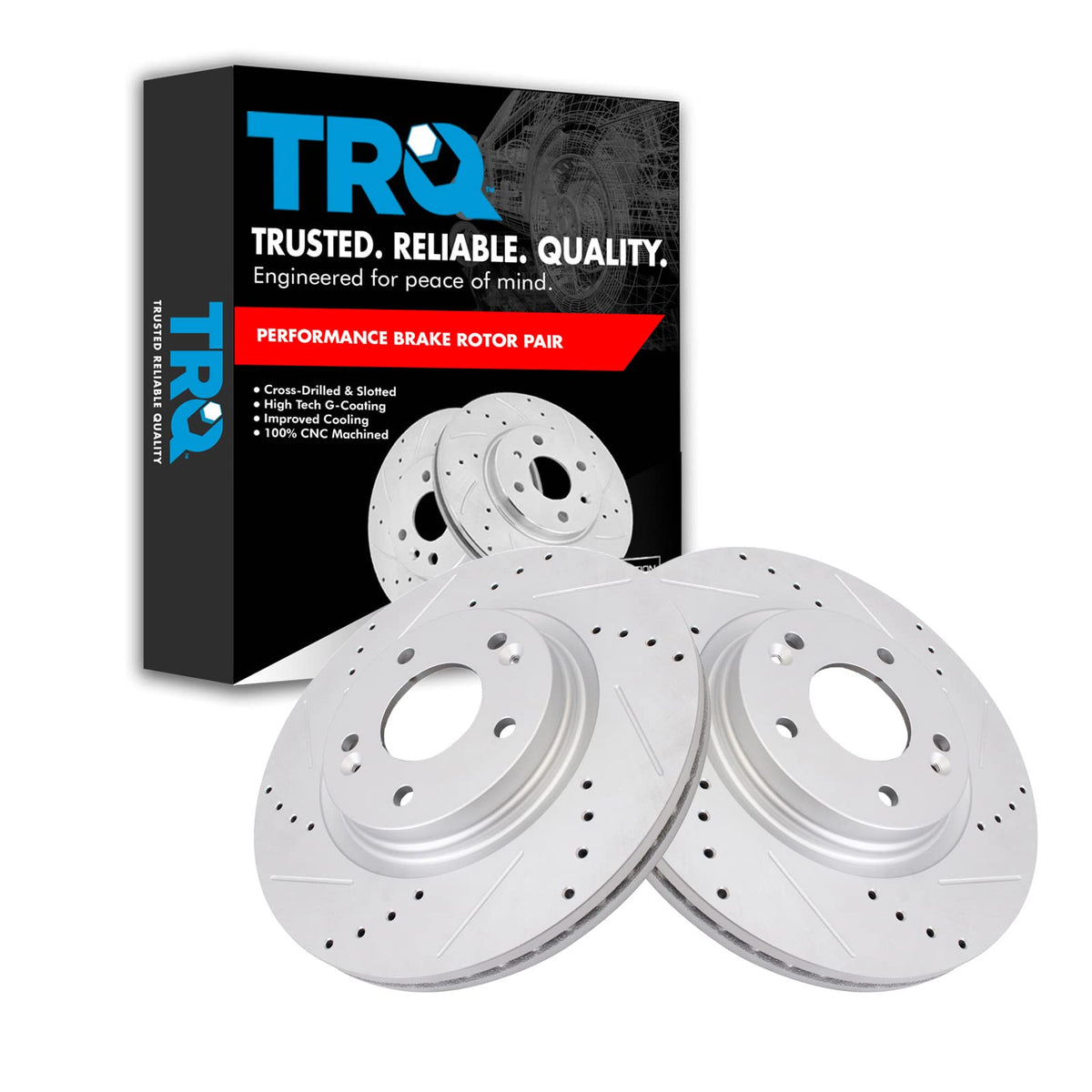 Trq Performance Front Brake Rotor Set Compatible With 2015-2022 Hyundai 2016-2024 Kia