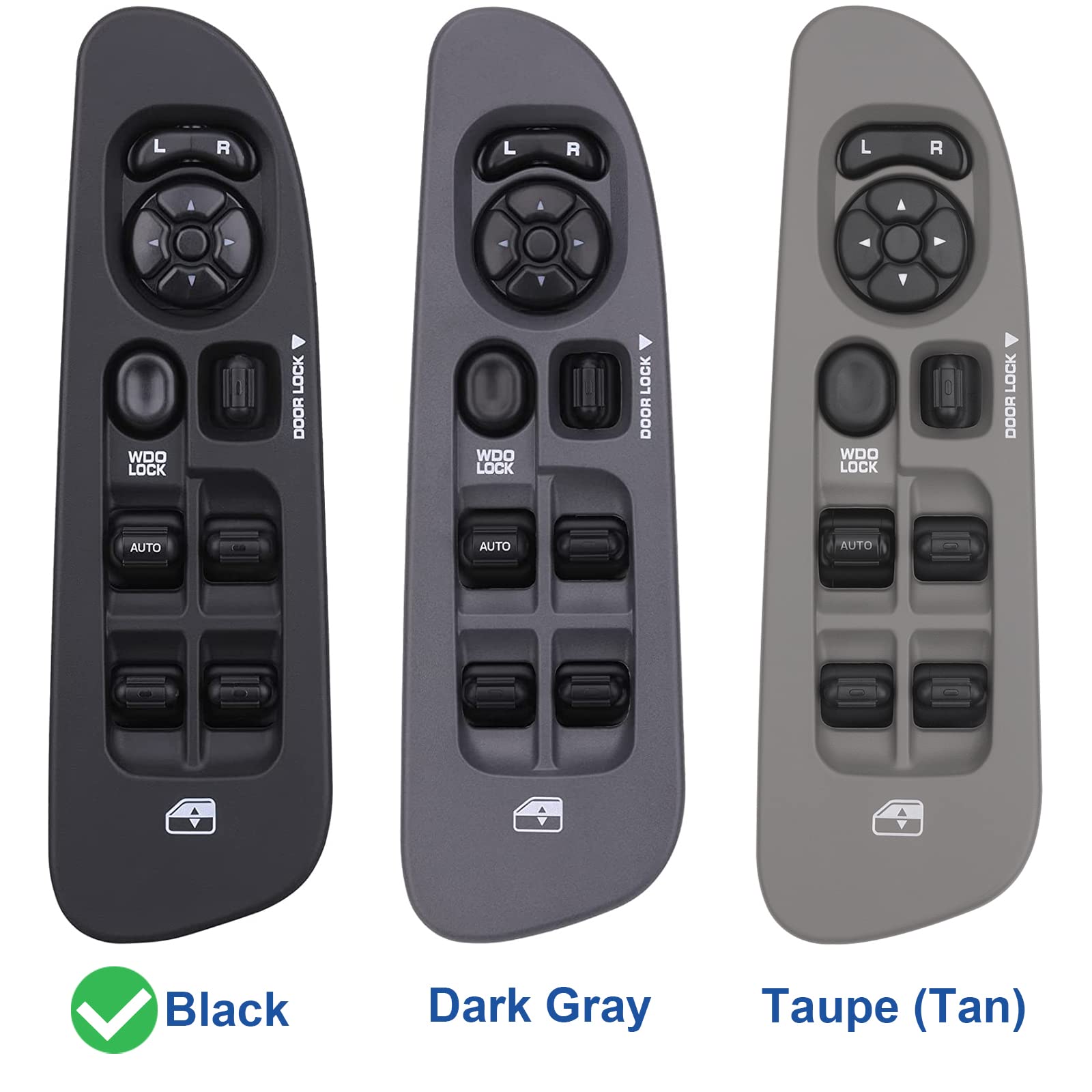 Obaee Power Window Control Switch Button&Bezel(Driver Side)& Window Bezel(Passenger Side) Compatible With 2002-2009 Dodge Ram 1500/2500/3500, Black