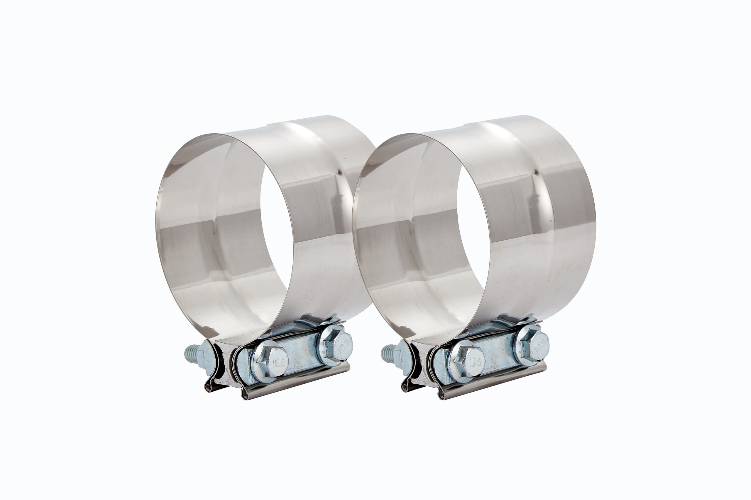 Floshine 2.75 In Lap Joint Band Clamps,Exhaust Muffler Clamp 2 Pcs,2.75 Exhaust Pipe Clamps Preformed Stinless Steel