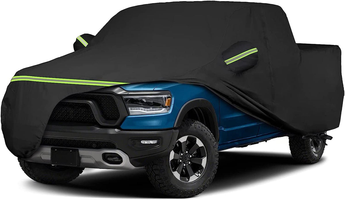 Bordan Car Cover For Dodge Ram 1500 Crew Cab 5'7''Or 6'4'' Box, 420D Oxford Cloth All Weather Protection Waterproof Truck Car Co