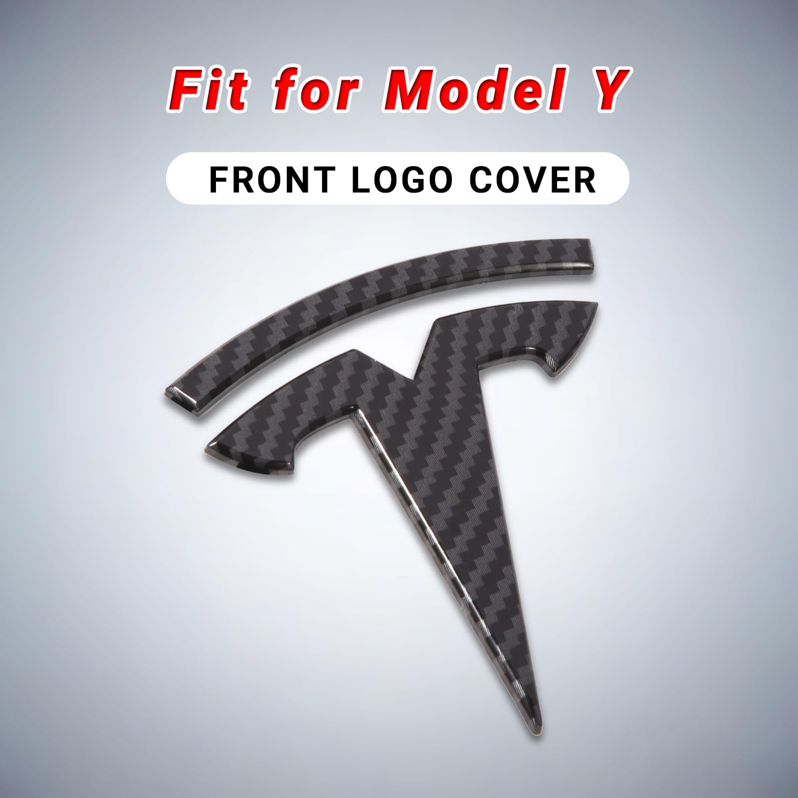 Nanaholy Model Y Accessories For Tesla 2024 2023 2022 2021 2020 Emblem Sticker 2Pcs/Set Logo Decal (Black- Carbon Fiber Pattern)