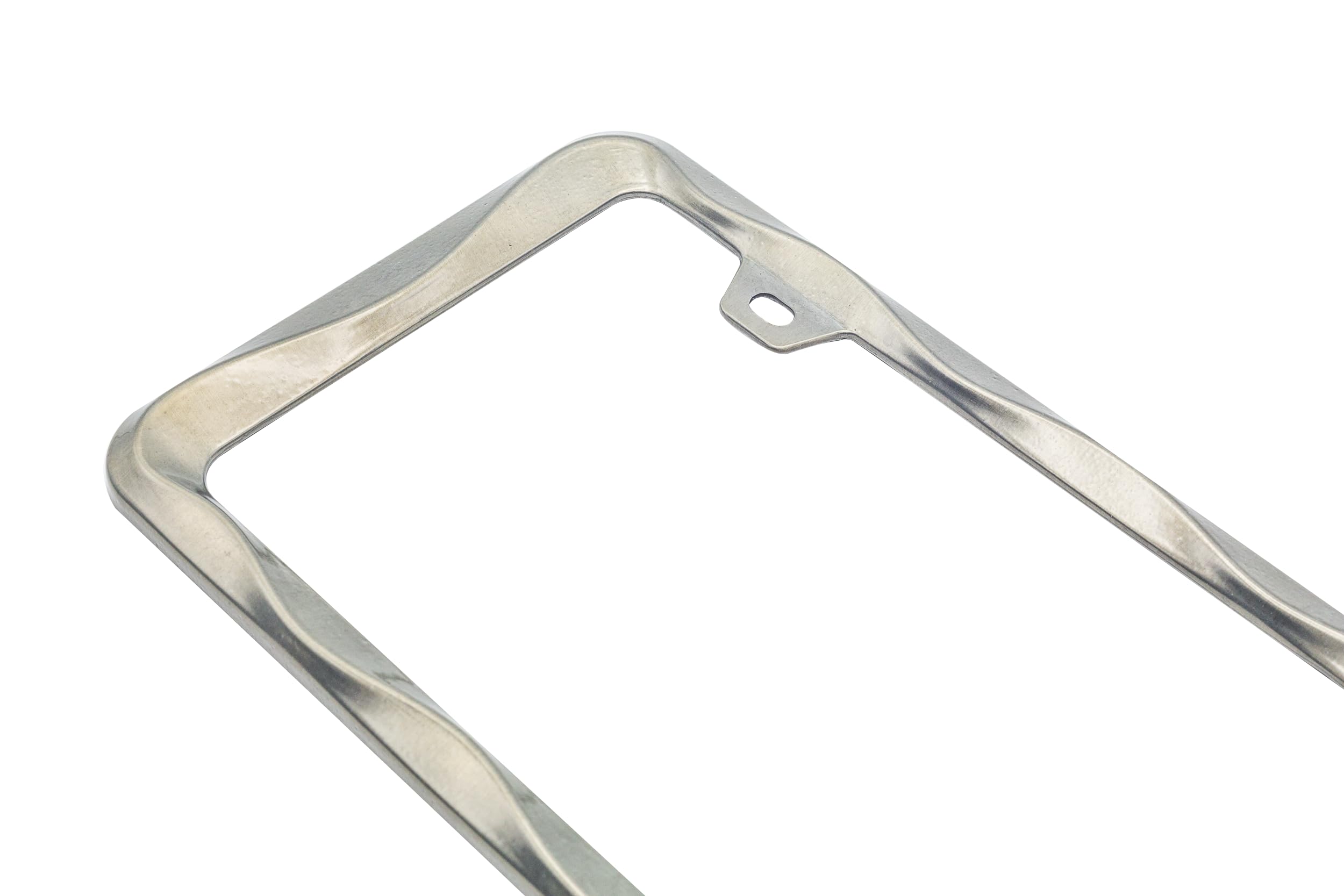 Creathome 3D Curly Wave Pattern Brush Nickel License Plate Frame From Pure Zinc Alloy Metal